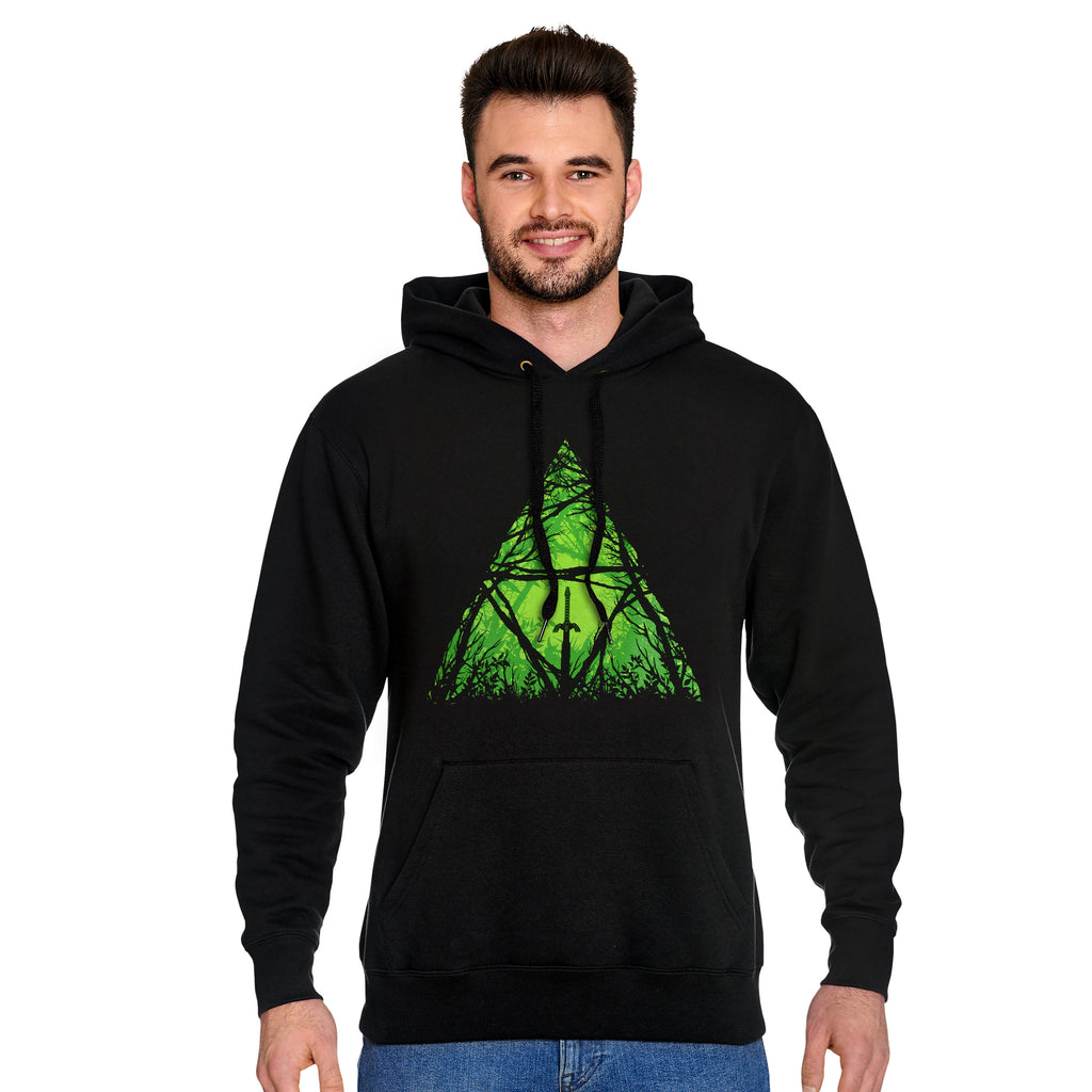 Imagen del producto Sudadera con capucha Mastersword en el bosque para fans de Zelda negro