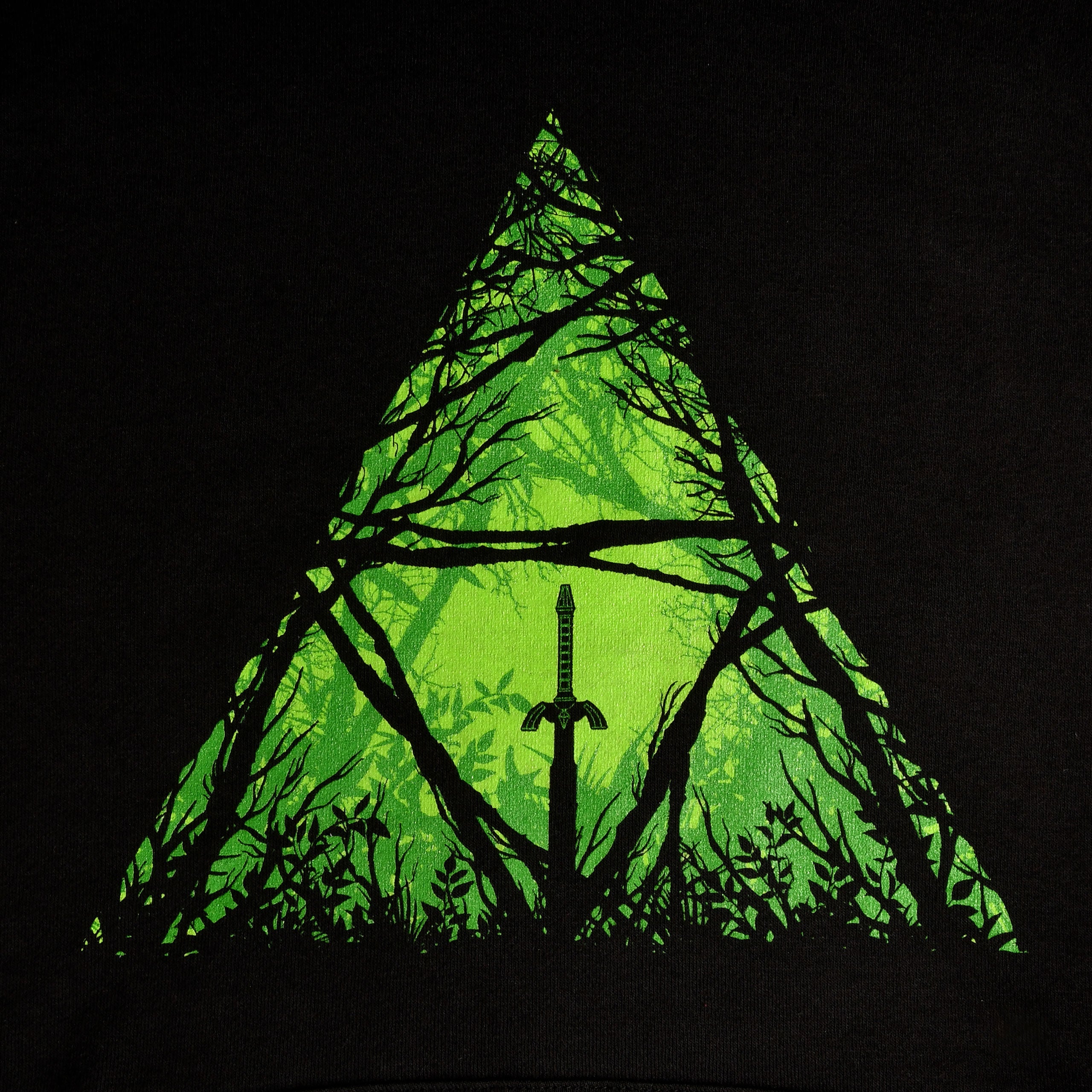 Imagen del producto Sudadera con capucha Mastersword en el bosque para fans de Zelda negro