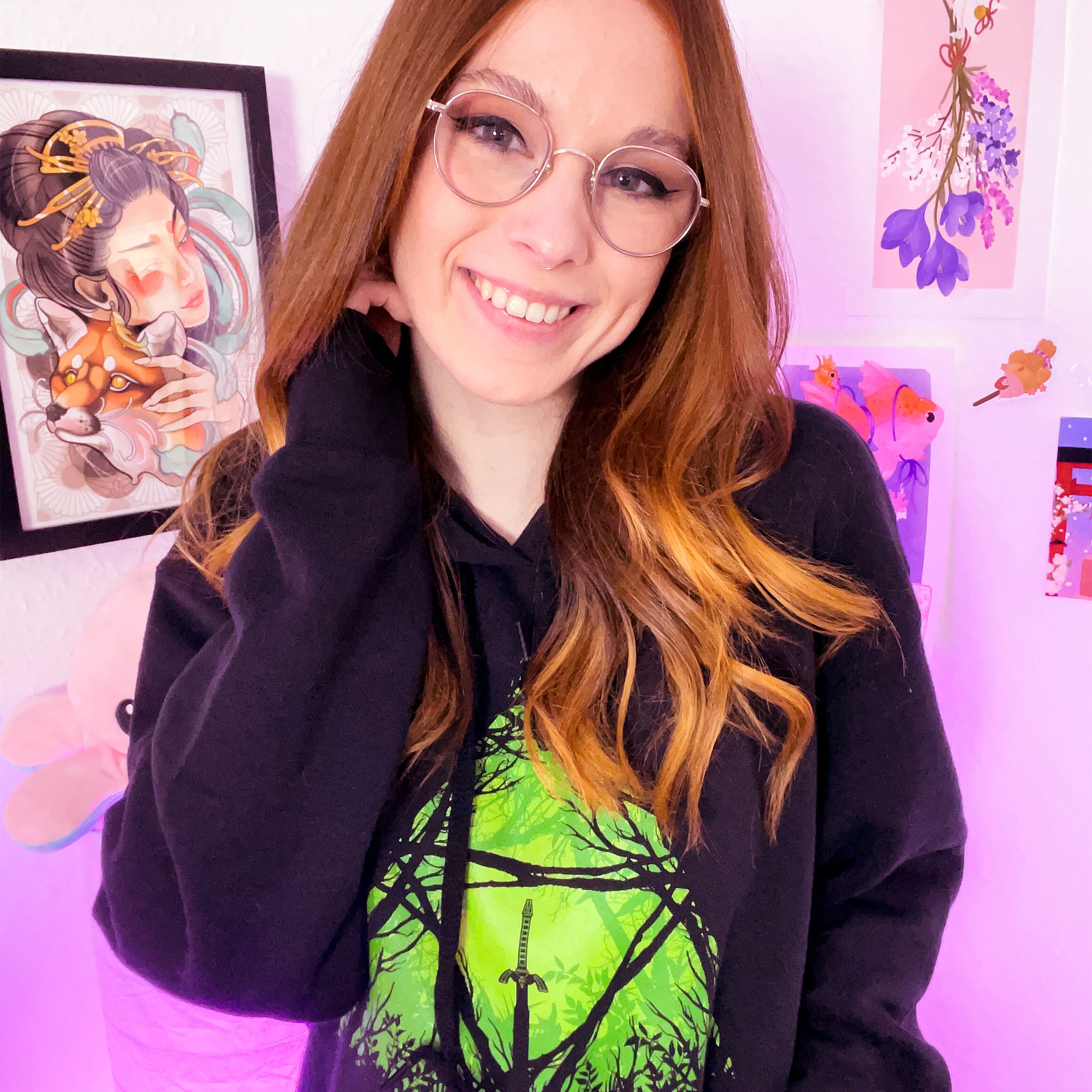 Imagen del producto Sudadera con capucha Mastersword en el bosque para fans de Zelda negro