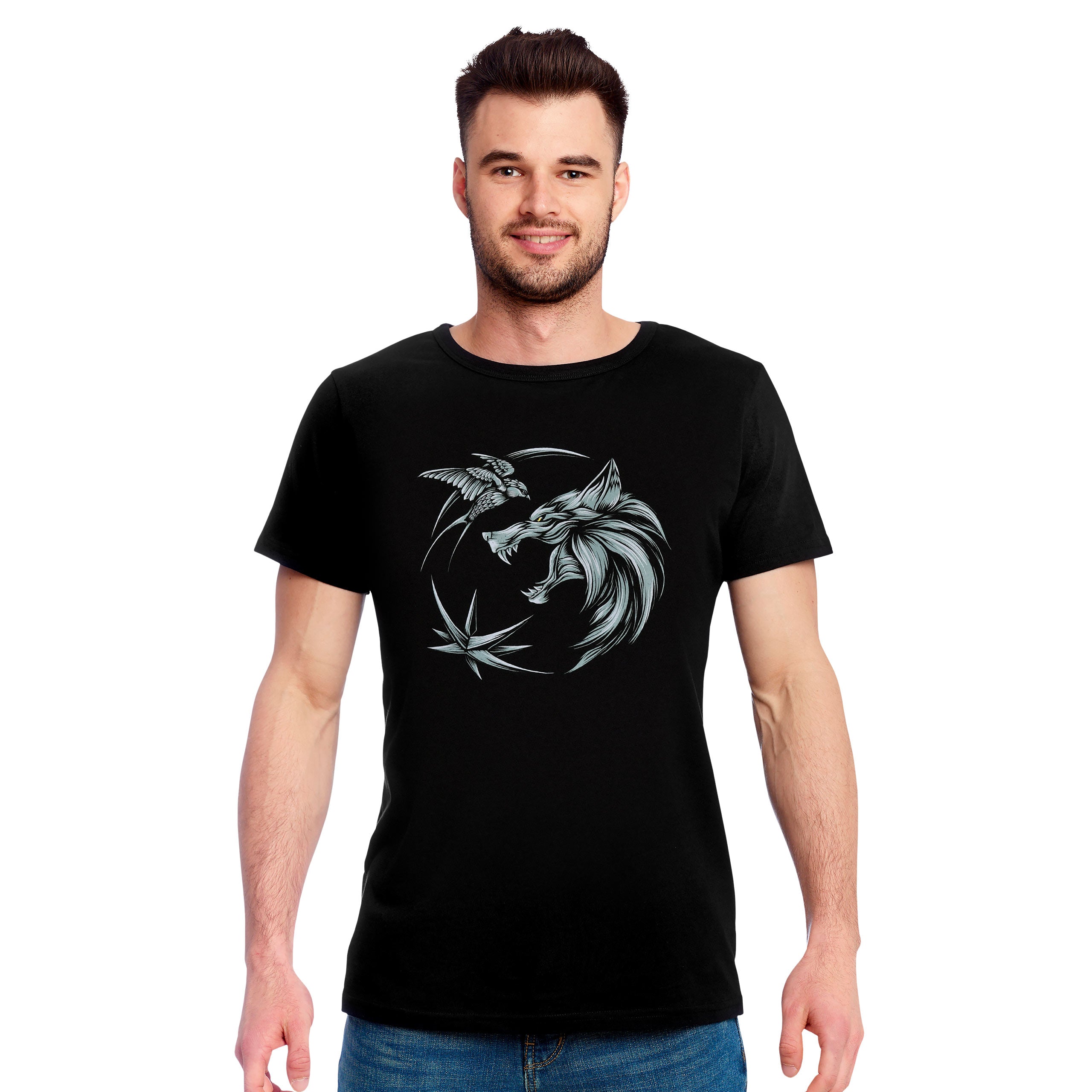 Imagen del producto Witcher - Camiseta de medallón de lobo negra