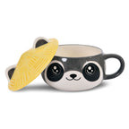 Imagen del producto Taza Kawaii de Mapache con tapa para fans del Anime
