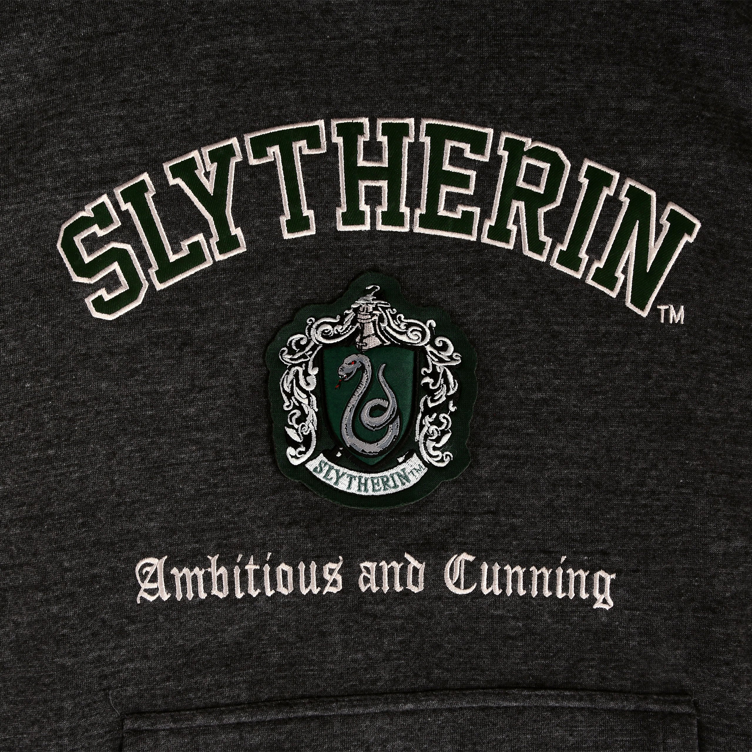 Imagen del producto Harry Potter - Sudadera con capucha premium gris con escudo de Slytherin