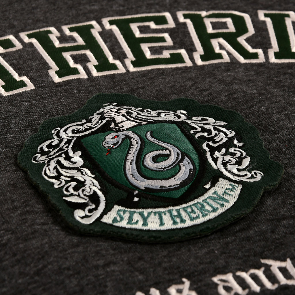 Imagen del producto Harry Potter - Sudadera con capucha premium gris con escudo de Slytherin