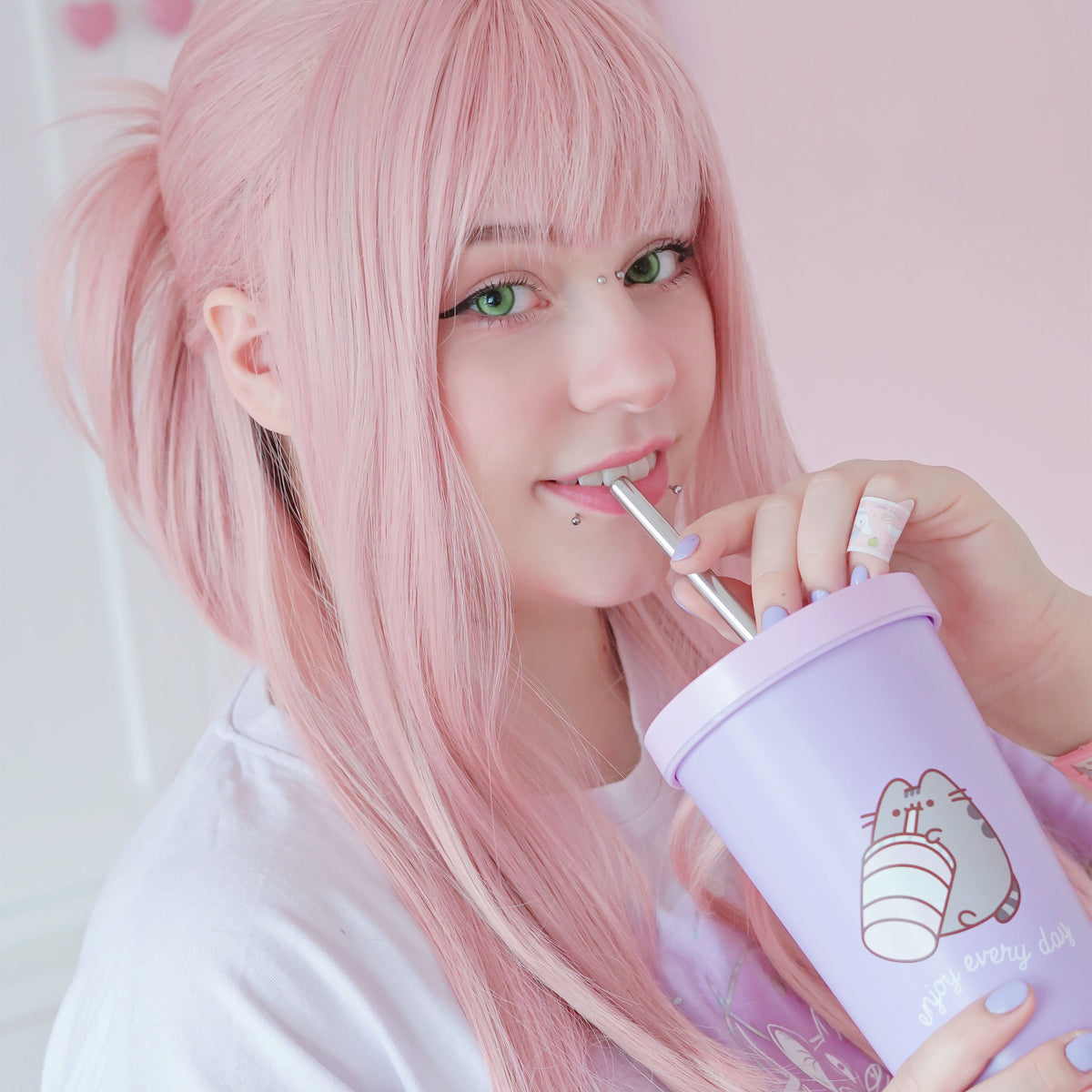 Imagen del producto Pusheen - Disfruta de cada día vaso con pajita