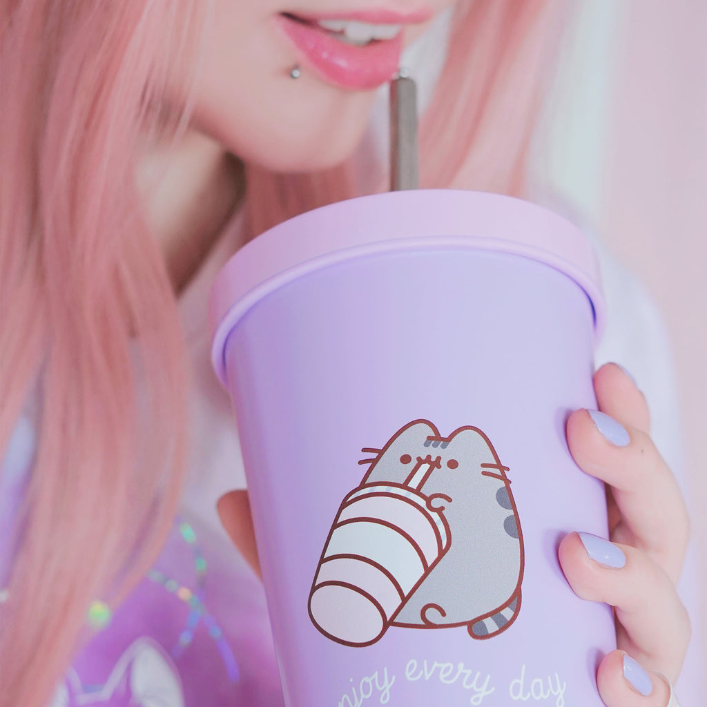Imagen del producto Pusheen - Disfruta de cada día vaso con pajita
