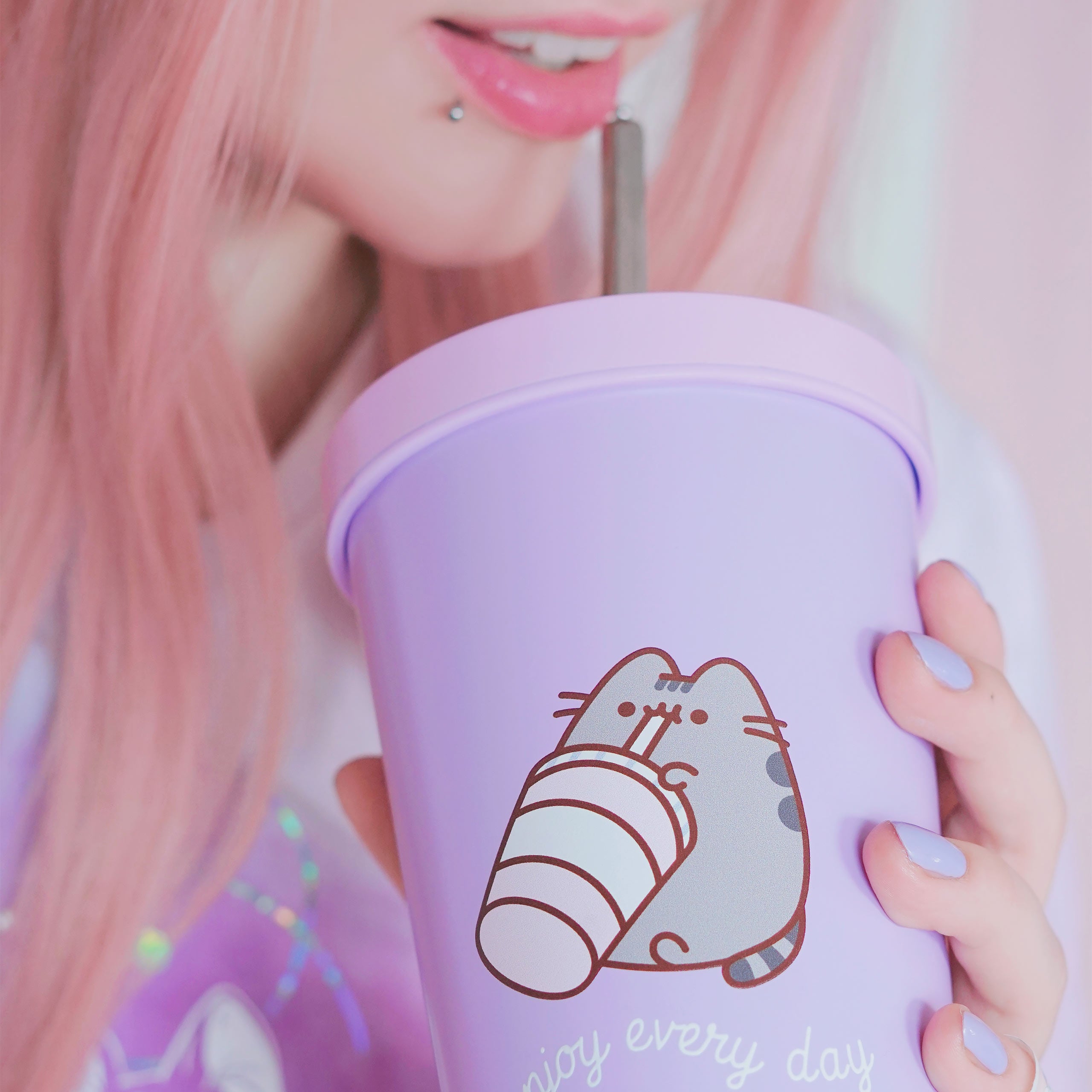 Imagen del producto Pusheen - Disfruta de cada día vaso con pajita