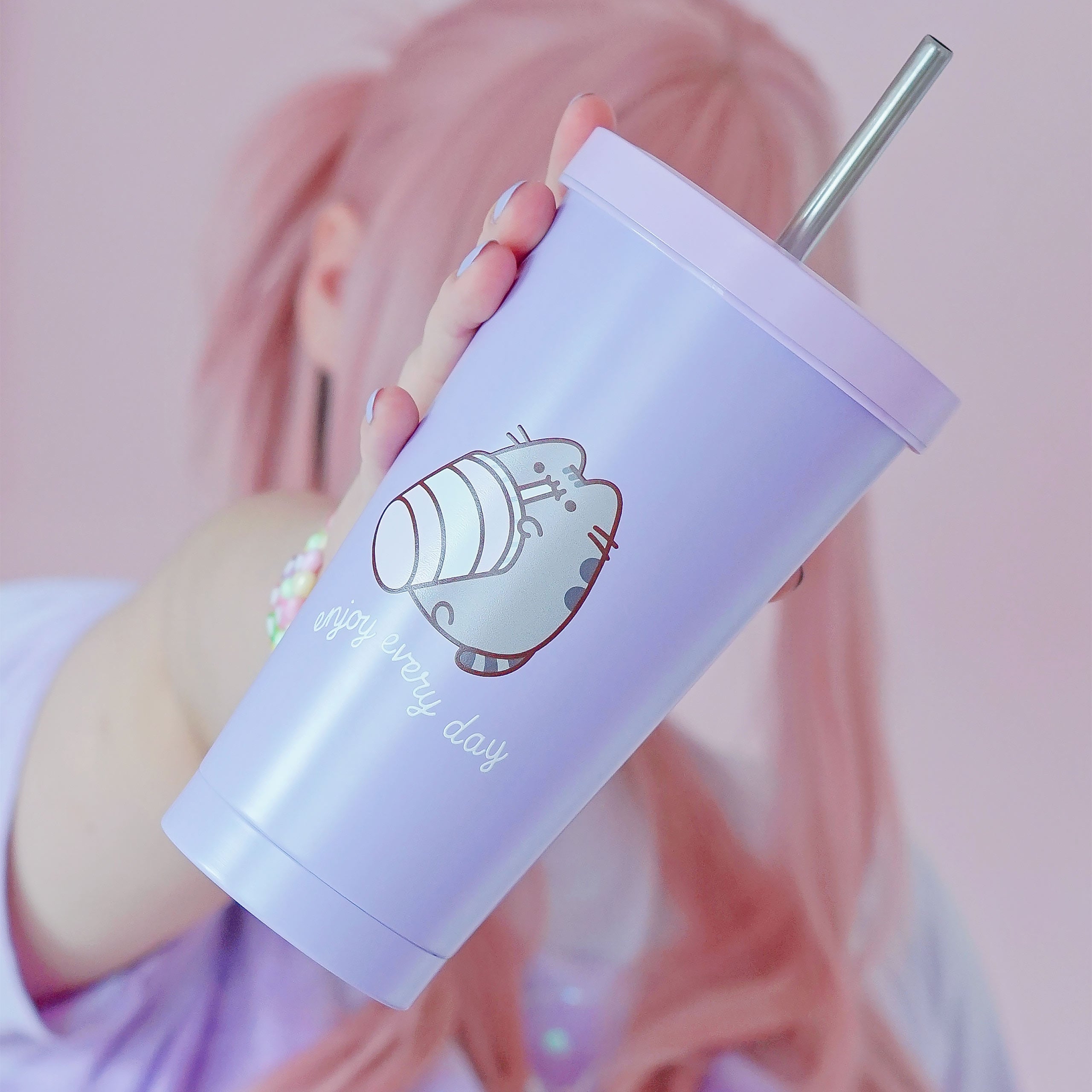 Imagen del producto Pusheen - Disfruta de cada día vaso con pajita