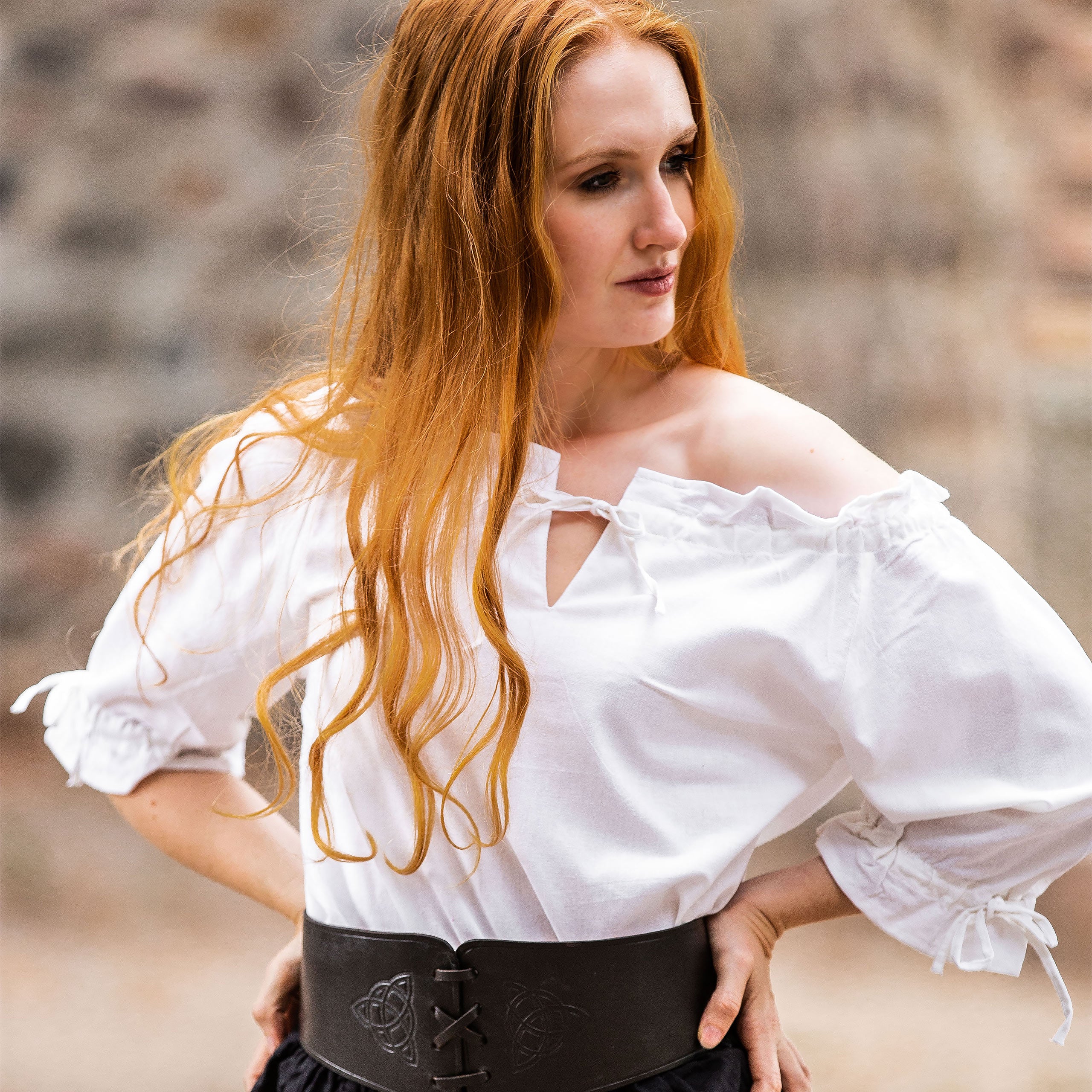 Imagen del producto Blusa medieval de manga corta Vera blanca