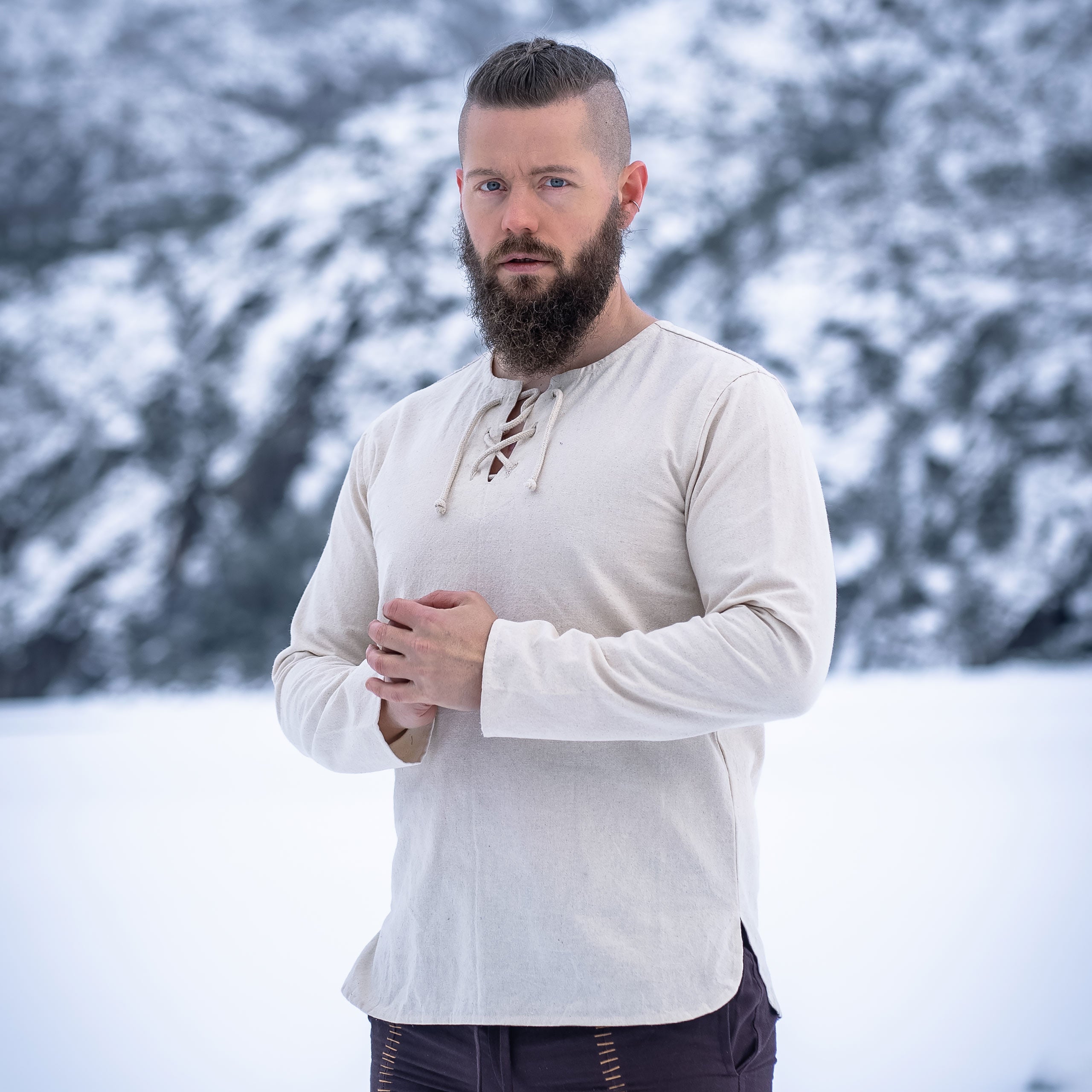 Imagen del producto Camisa medieval con cordones natural