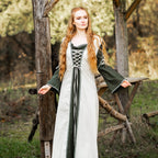 Imagen del producto Vestido medieval con cordones verde-natural