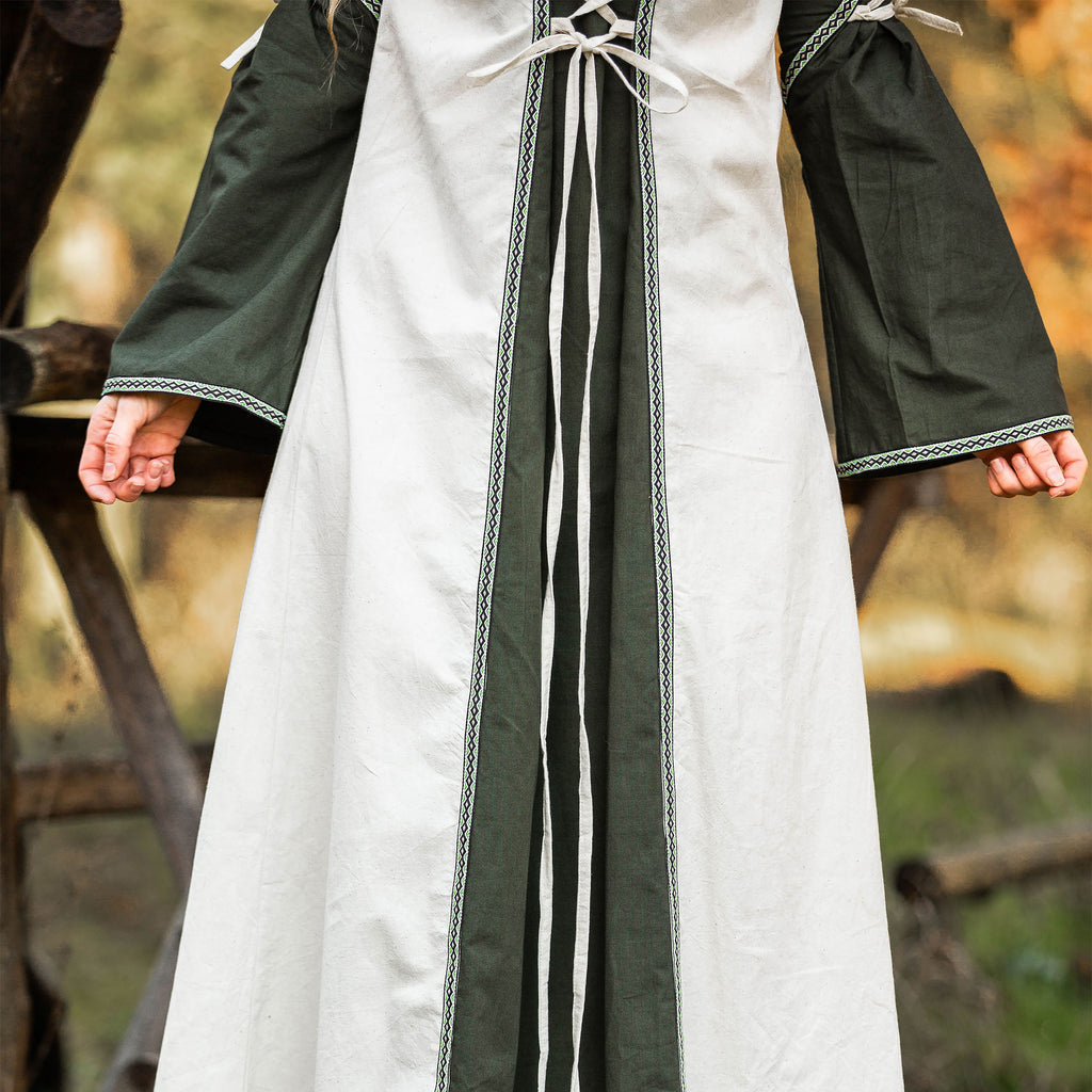 Imagen del producto Vestido medieval con cordones verde-natural