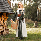 Imagen del producto Vestido medieval con cordones verde-natural