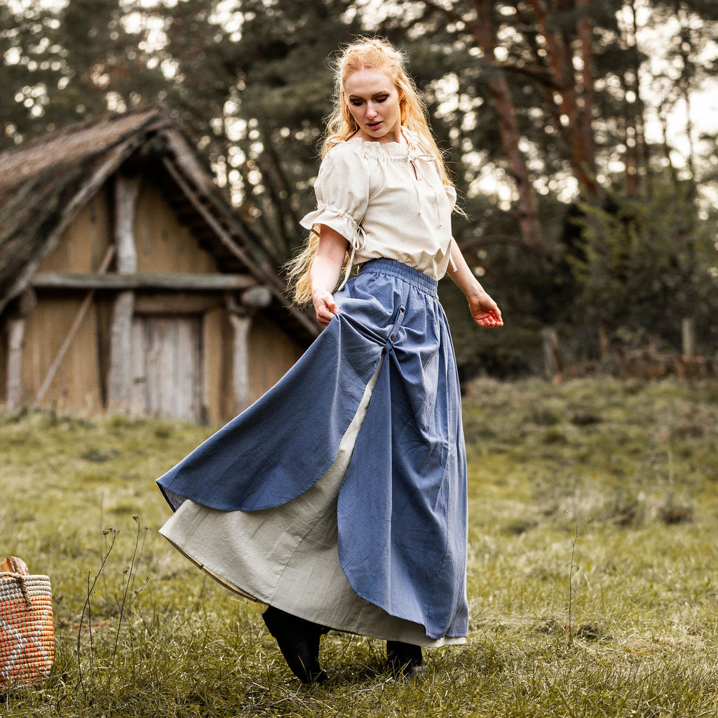 Imagen del producto Falda medieval de doble capa azul-beige