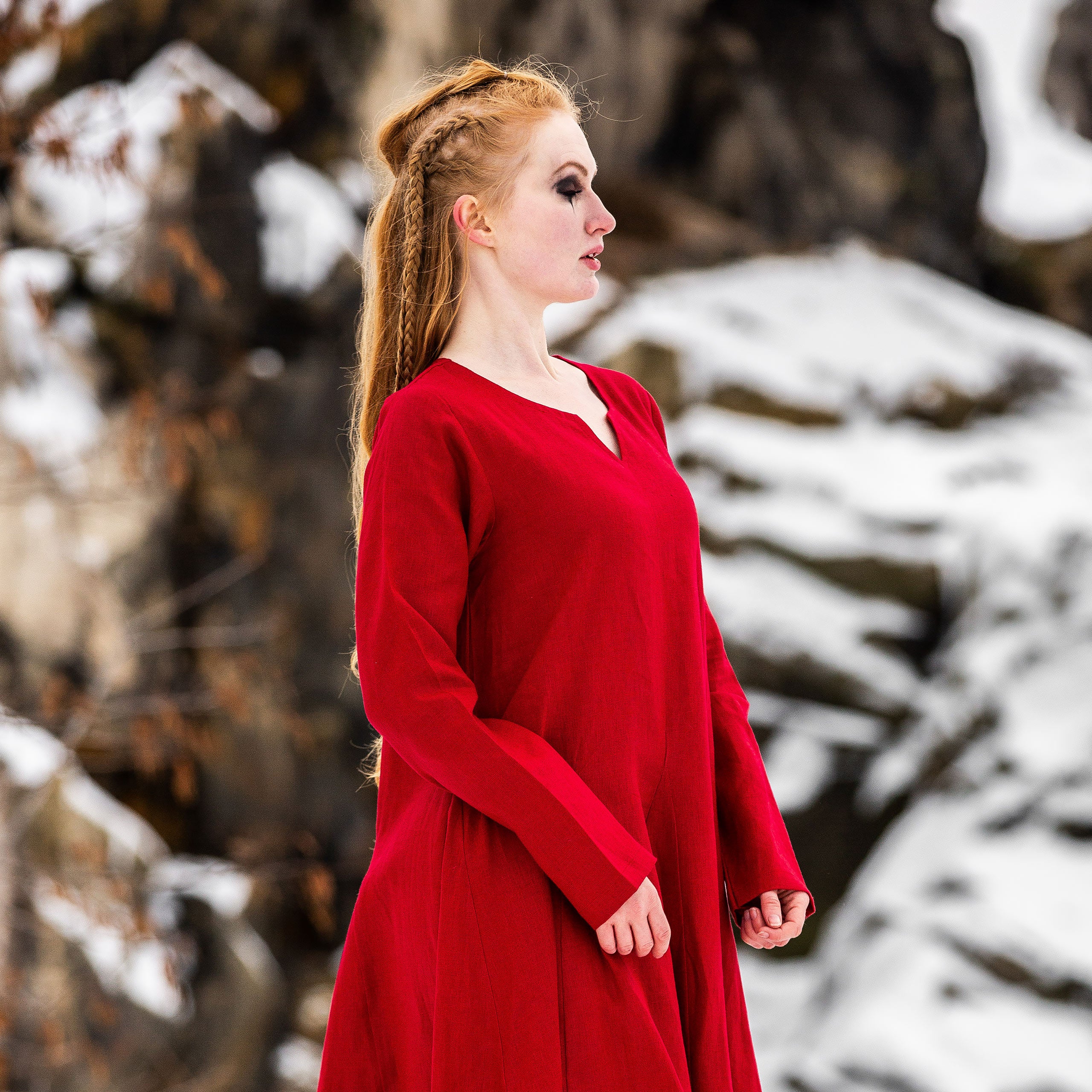 Imagen del producto Vestido medieval de lino rojo