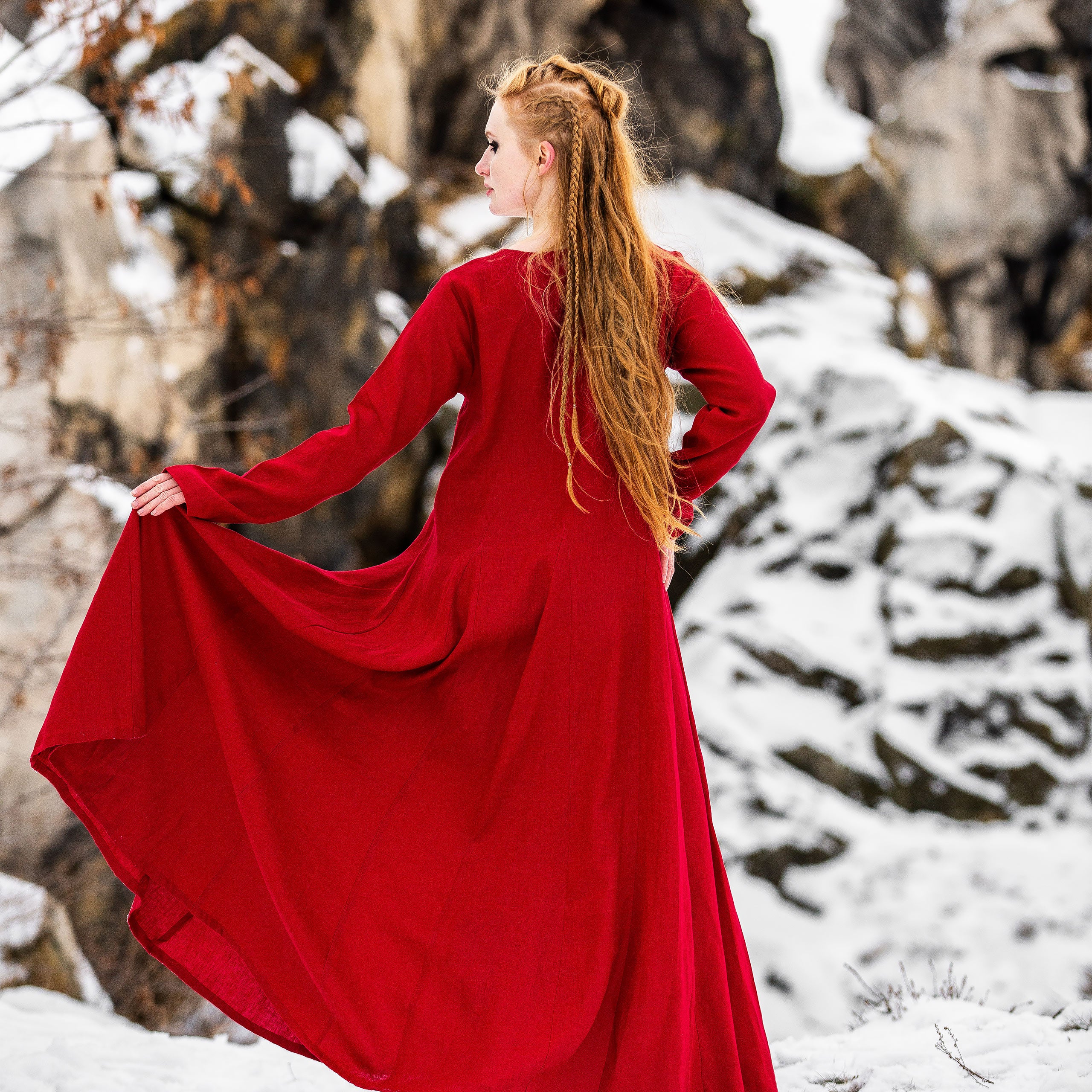 Imagen del producto Vestido medieval de lino rojo