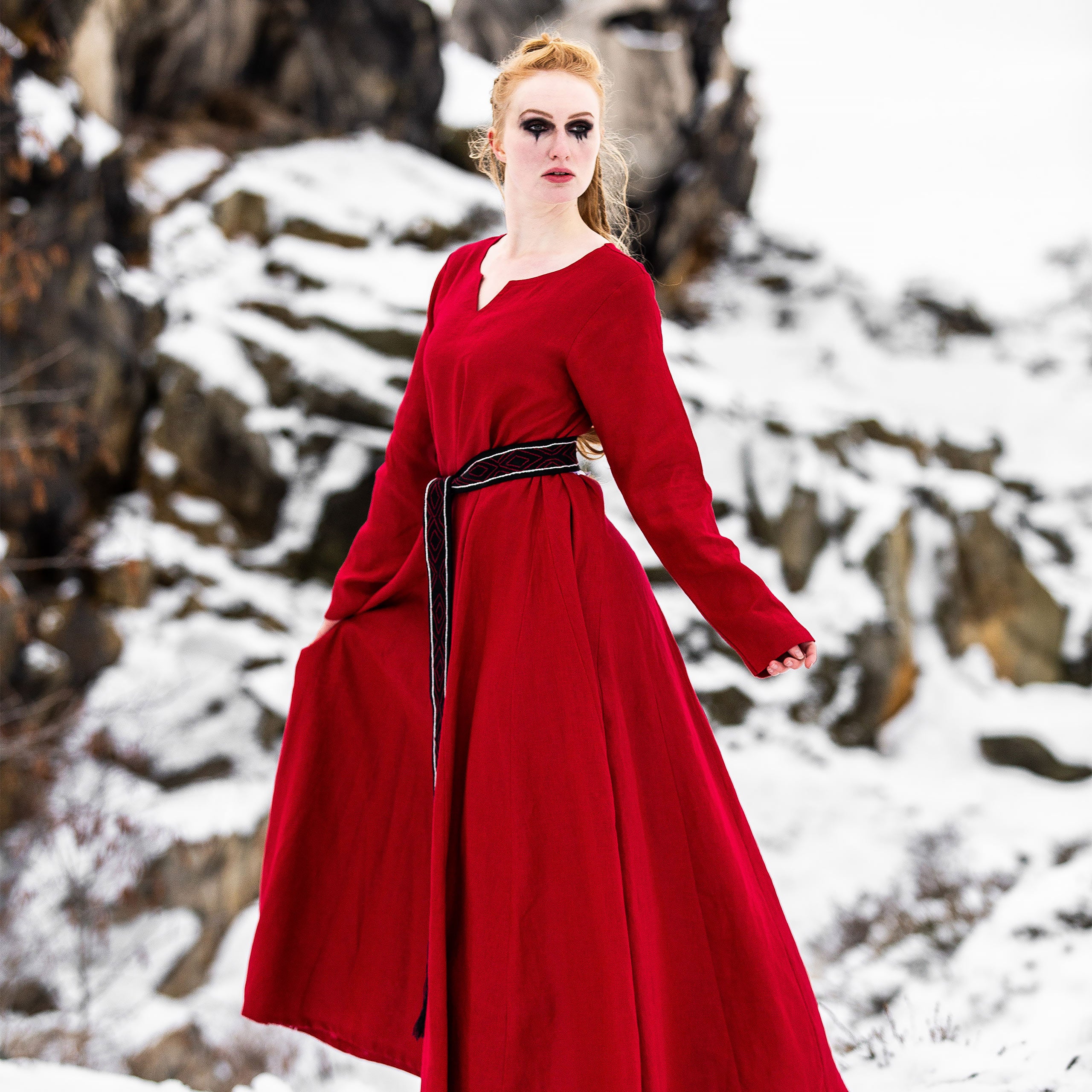 Imagen del producto Vestido medieval de lino rojo