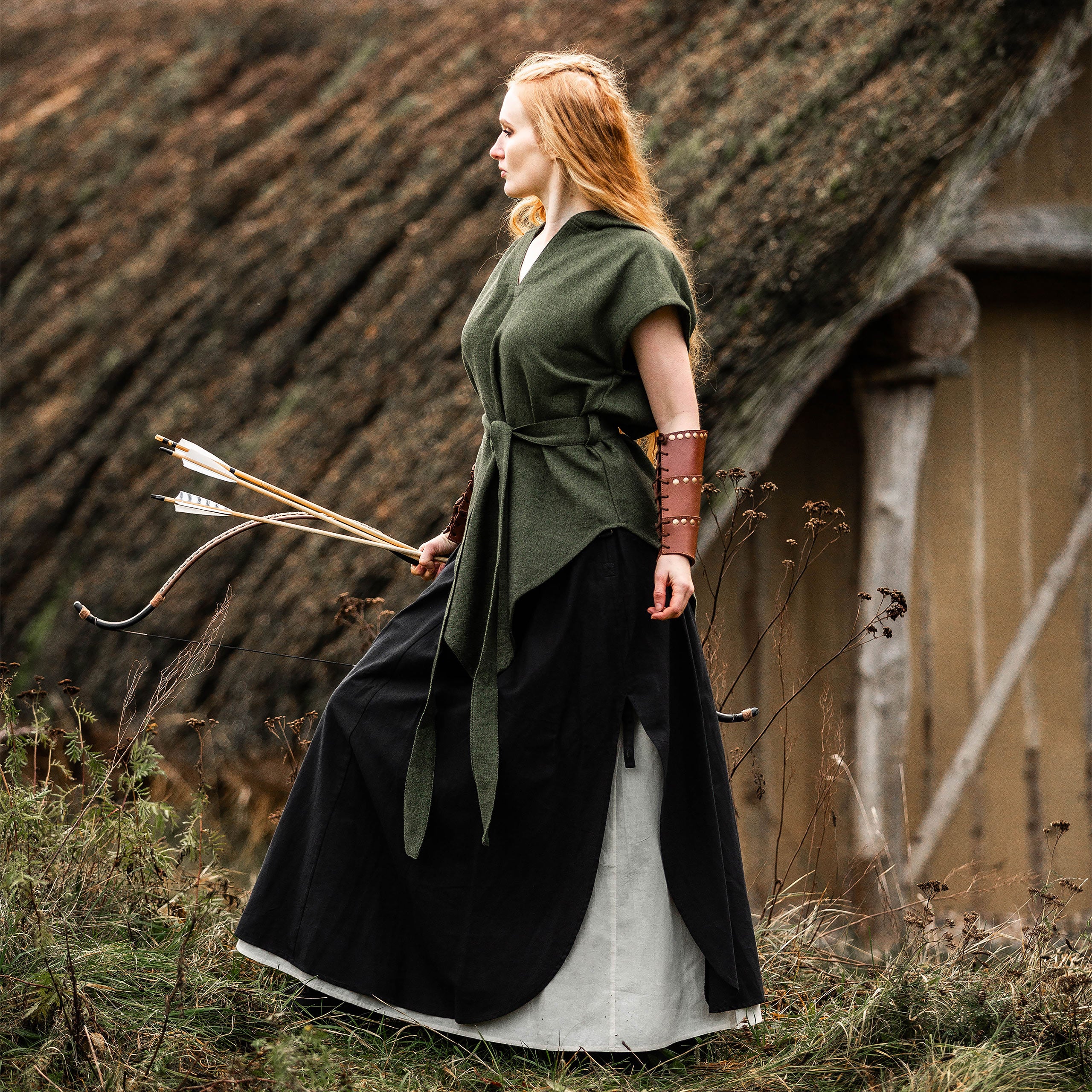 Imagen del producto Túnica Medieval de Manga Corta con Cinturón Verde