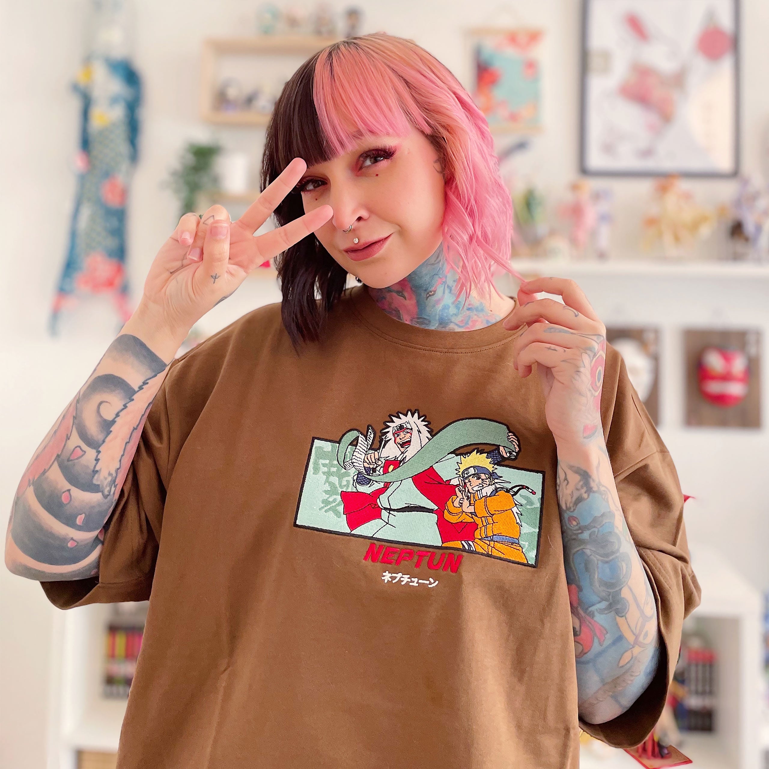 Imagen del producto Naruto - Jiraiya & Naruto Camiseta Premium de gran tamaño
