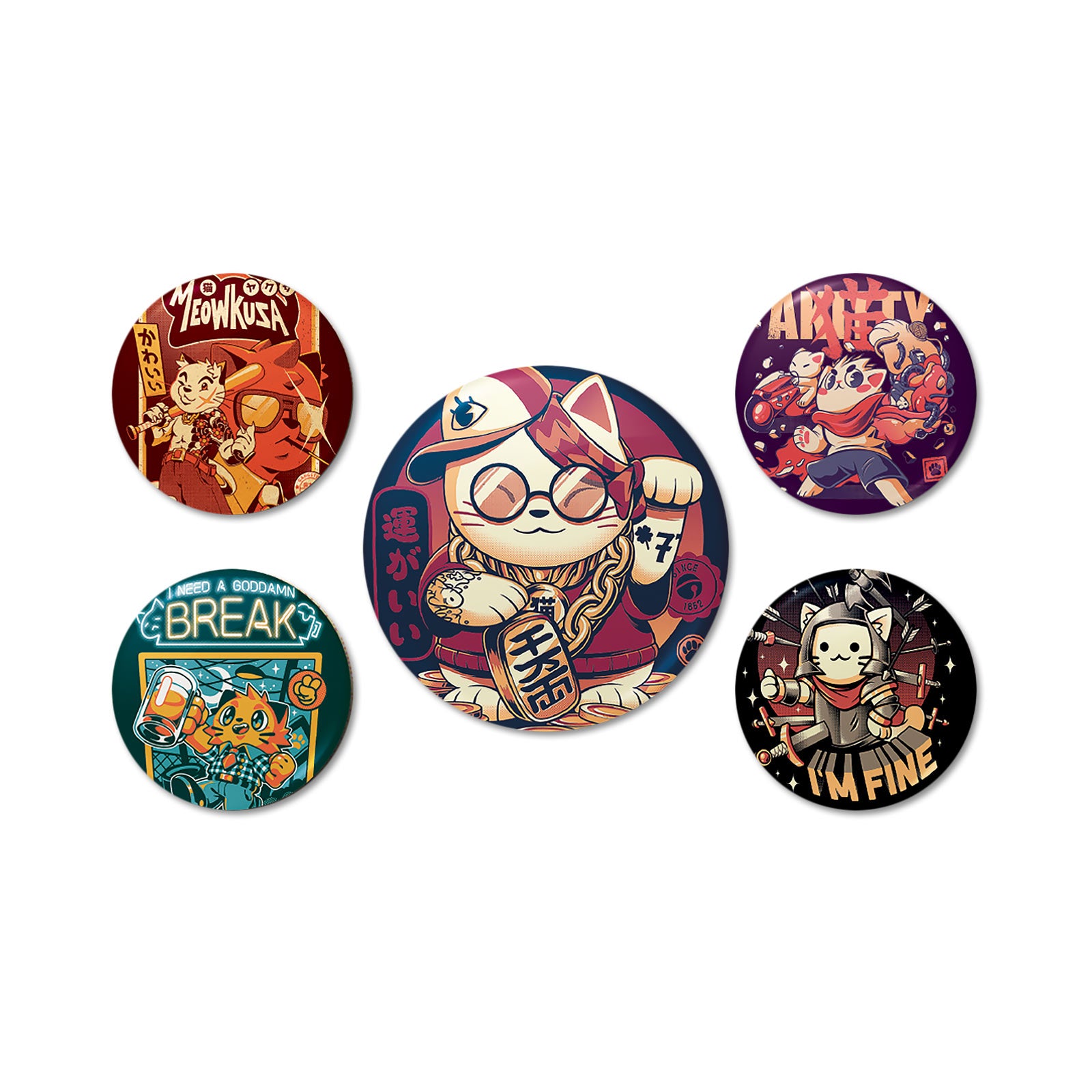 Imagen del producto Ilustrata - Cool Cat Button Set de 5
