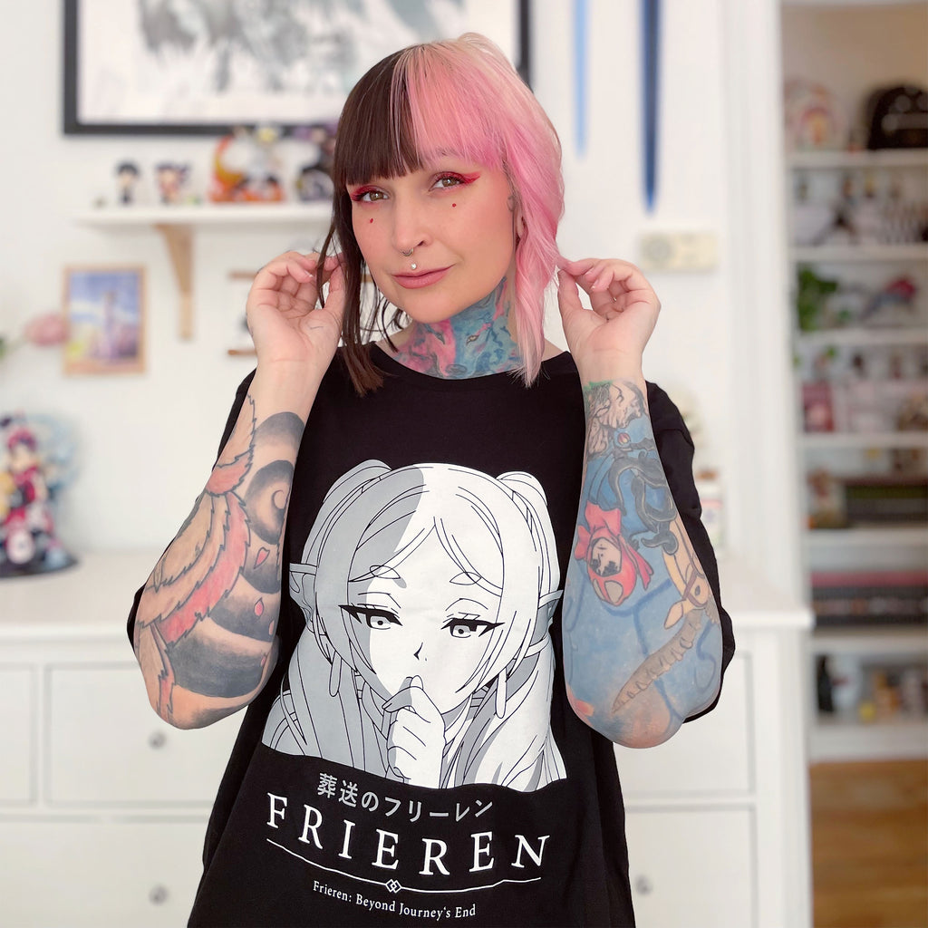 Imagen del producto Camiseta de personaje para fans de Frieren negro