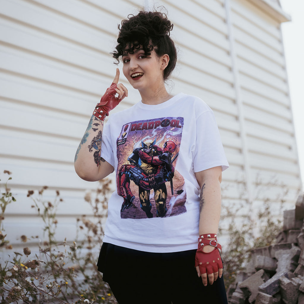 Imagen del producto Camiseta blanca de cómics Best Bubs de Deadpool y Wolverine