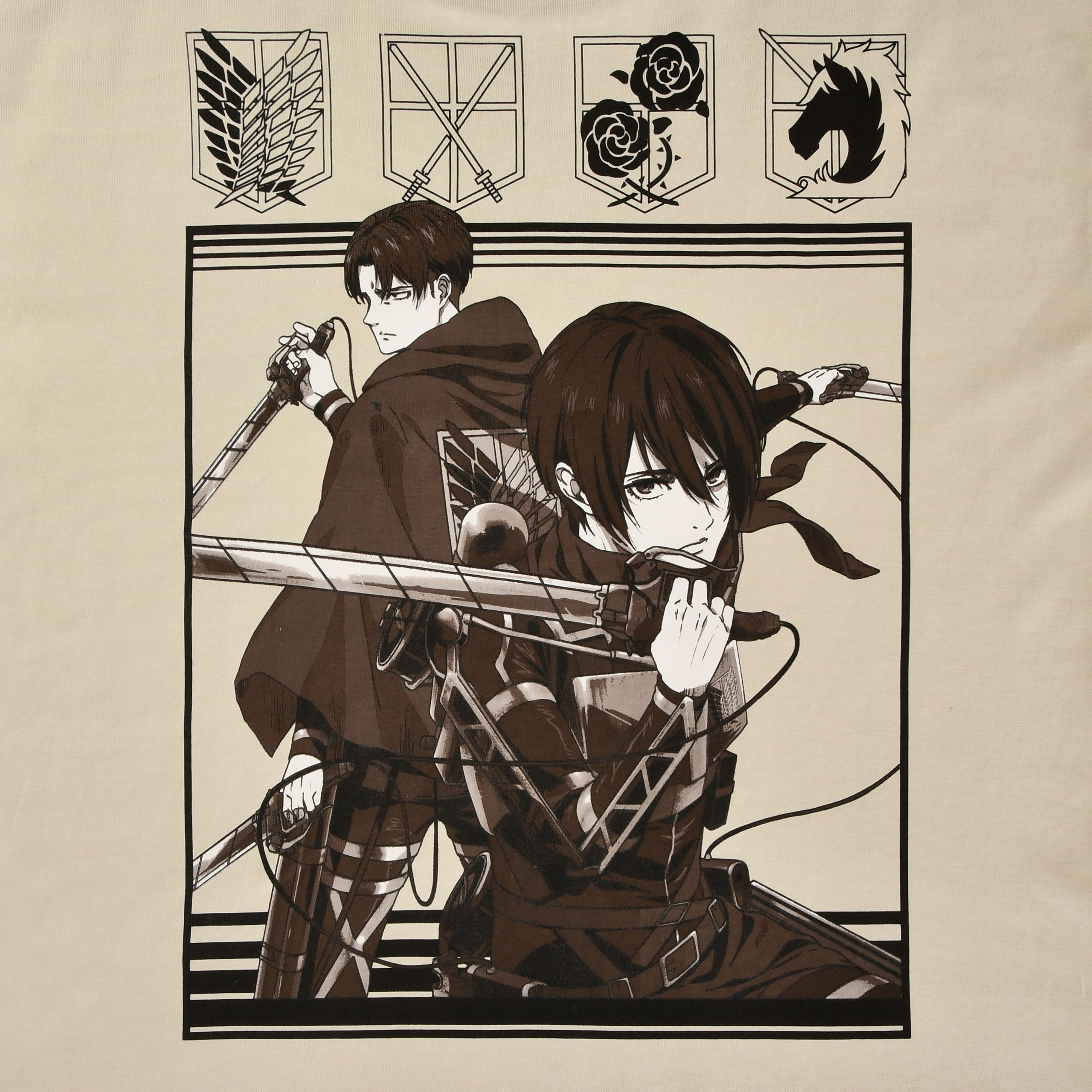 Imagen del producto Attack on Titan - Camiseta oversize beige de grupo