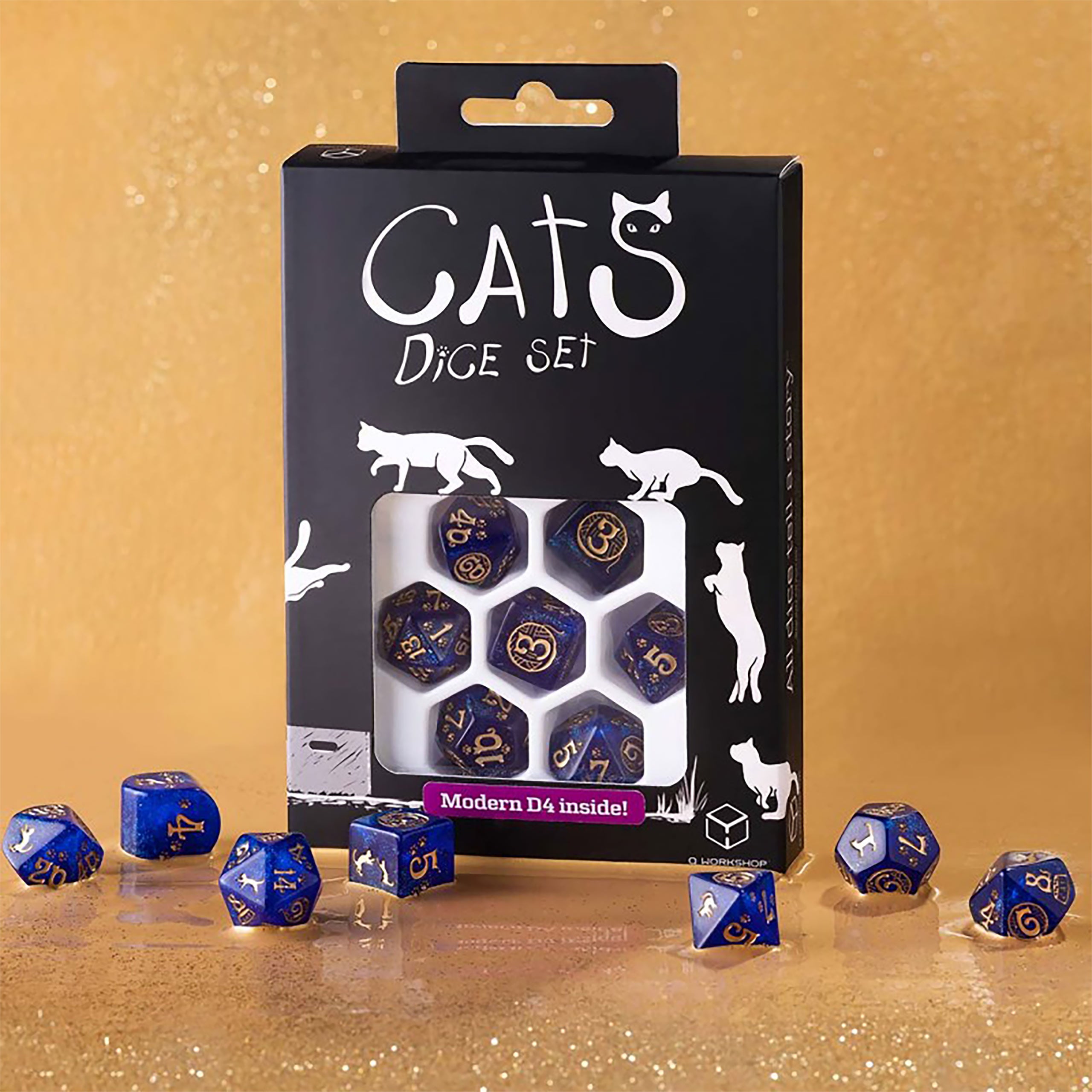 Imagen del producto Set de Dados RPG Moderno Cats Meowster 7 piezas
