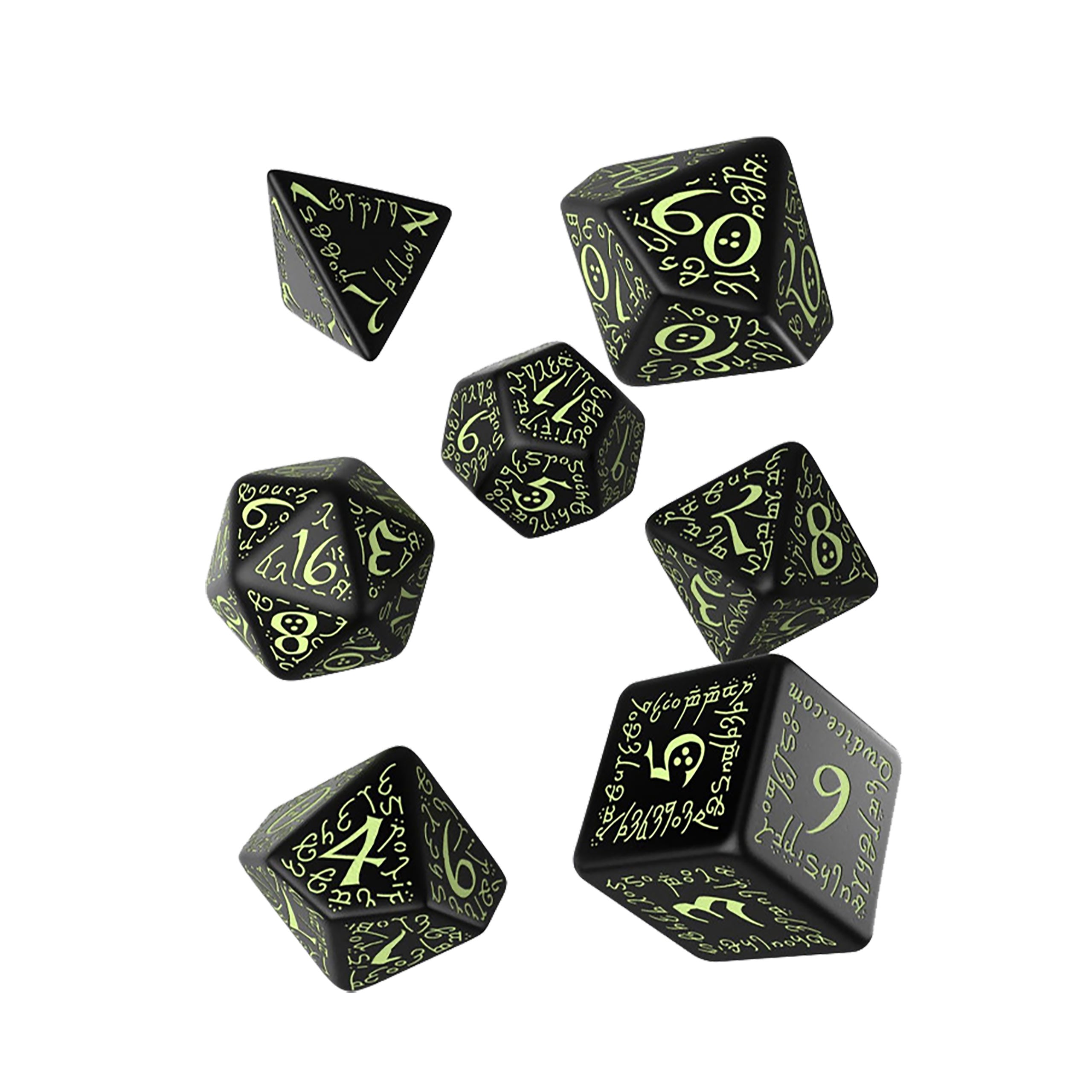 Imagen del producto Set de Dados Elfos RPG 7 piezas Edición Glow in The Dark
