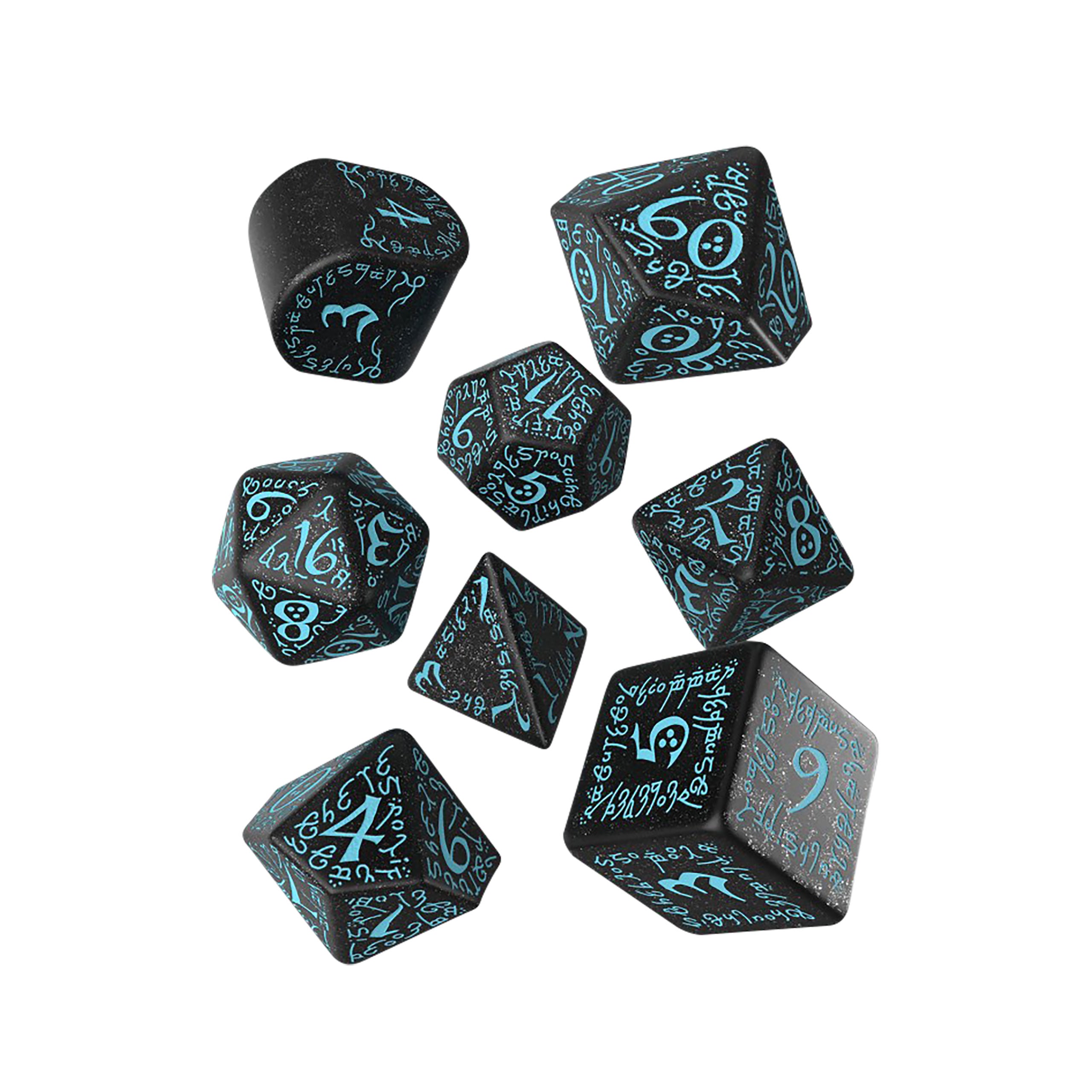 Imagen del producto Set de dados RPG Elvish 7 piezas negro-azul