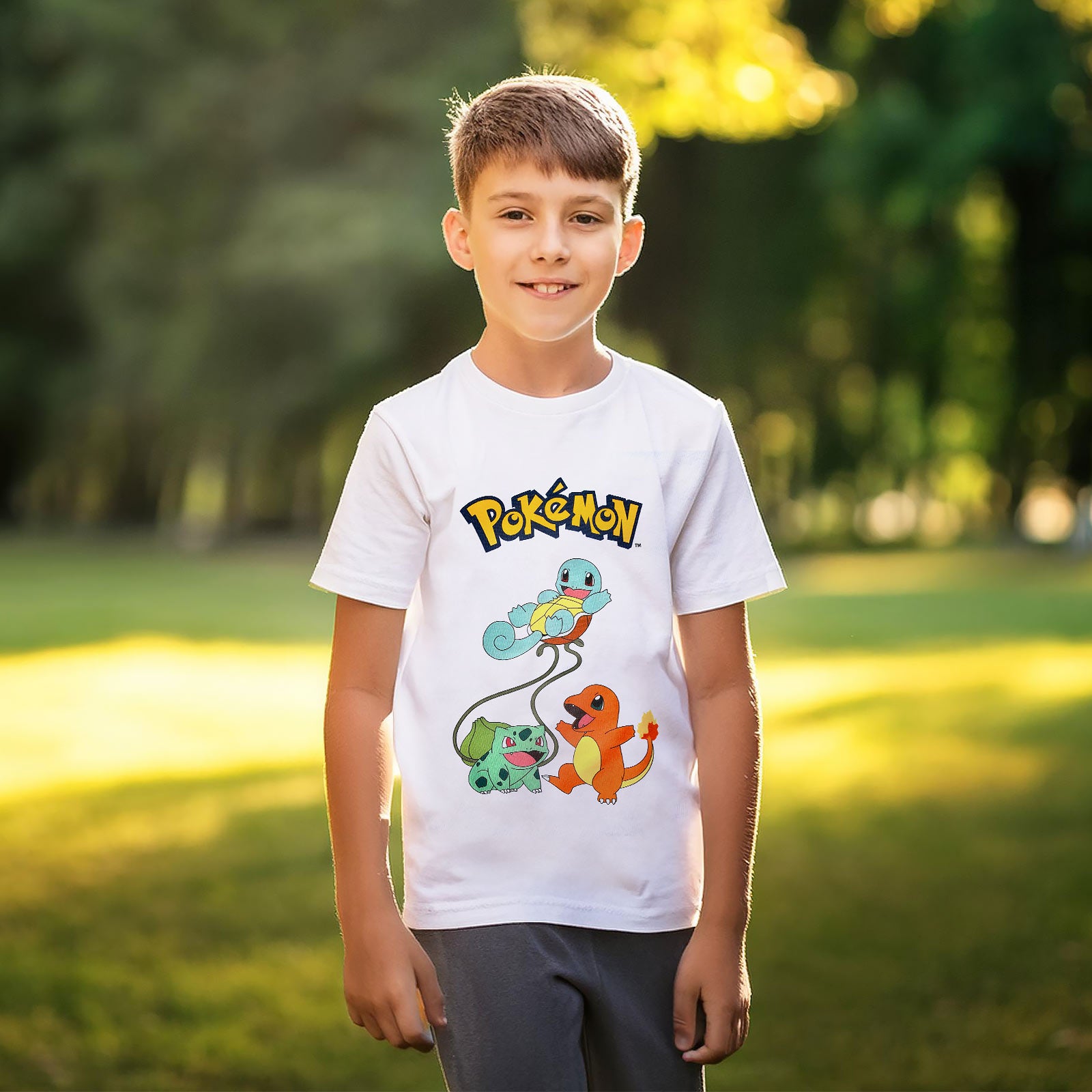 Imagen del producto Pokemon - Camiseta Original Trio para niños blanca
