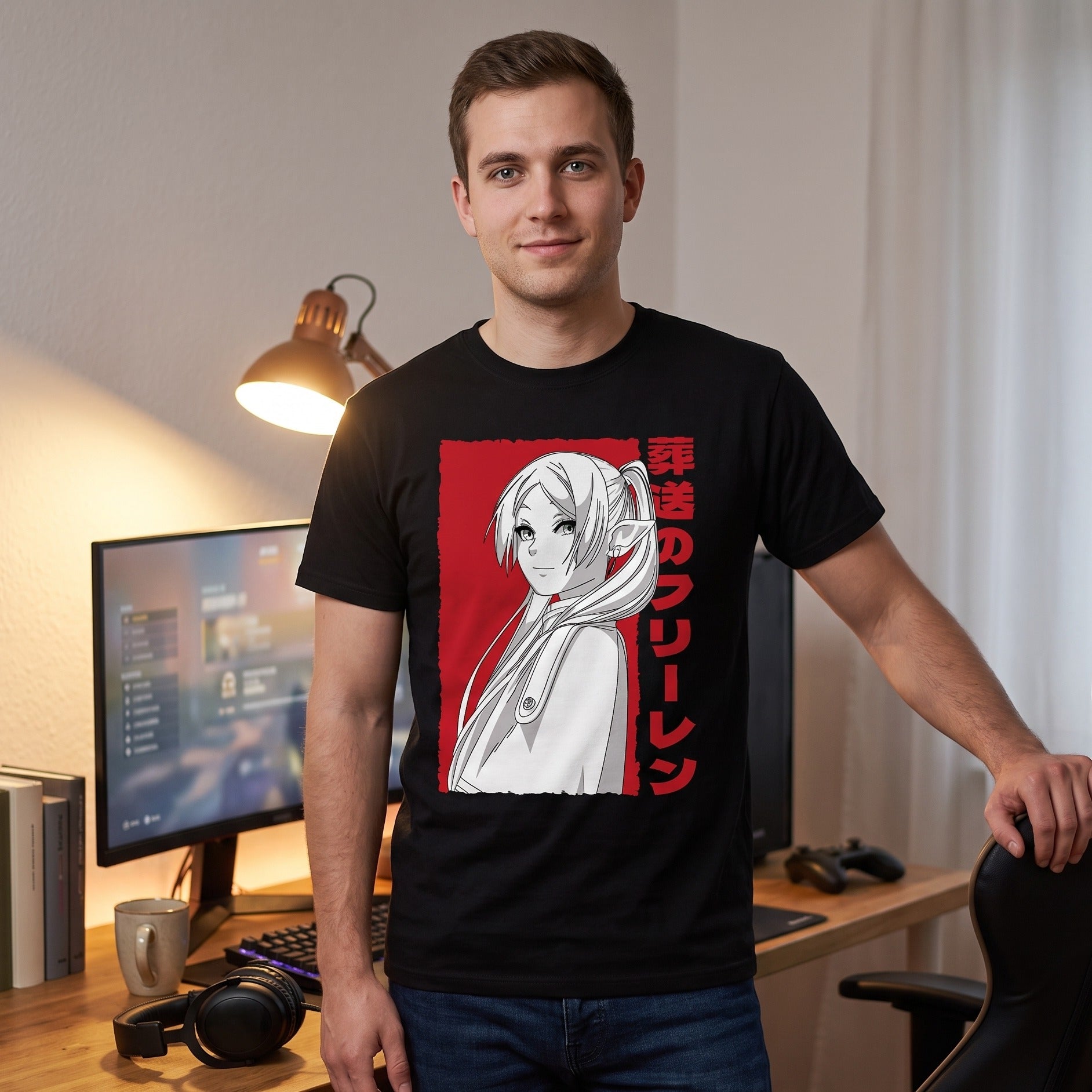 Imagen del producto Camiseta de Elfa Mágica para fans de Frieren negra