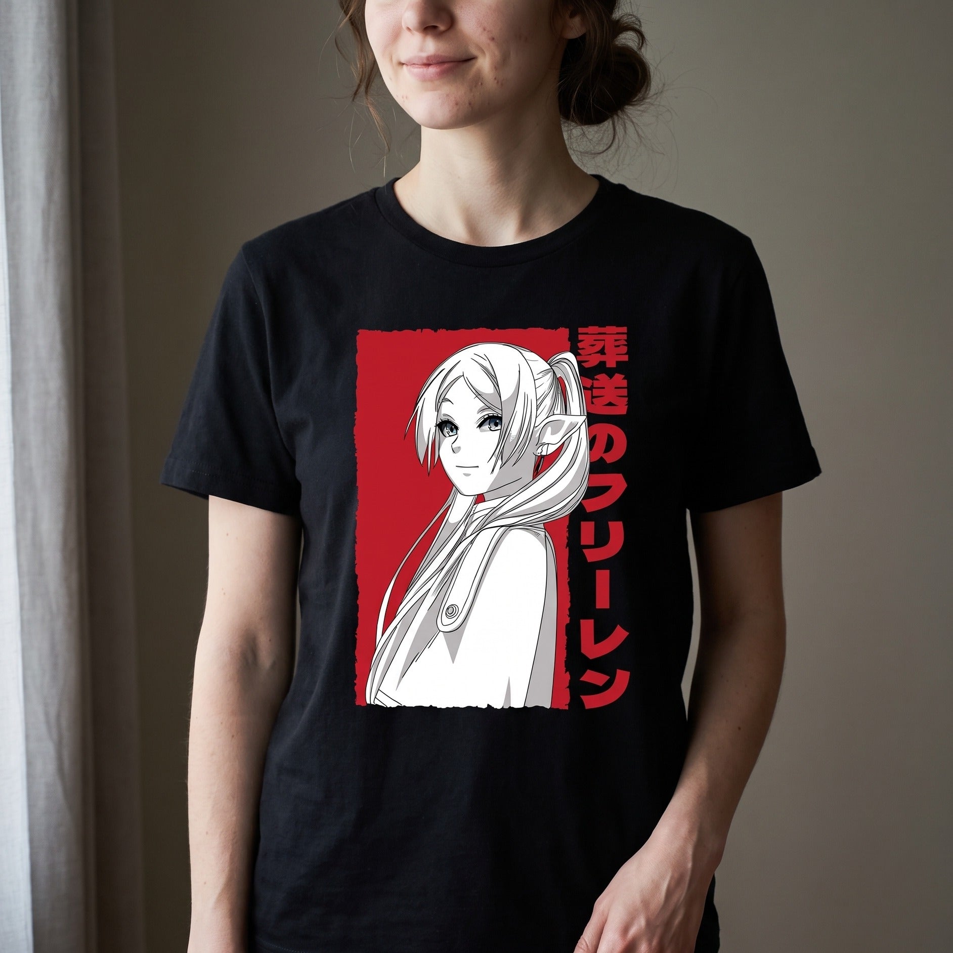 Imagen del producto Camiseta de Elfa Mágica para fans de Frieren negra