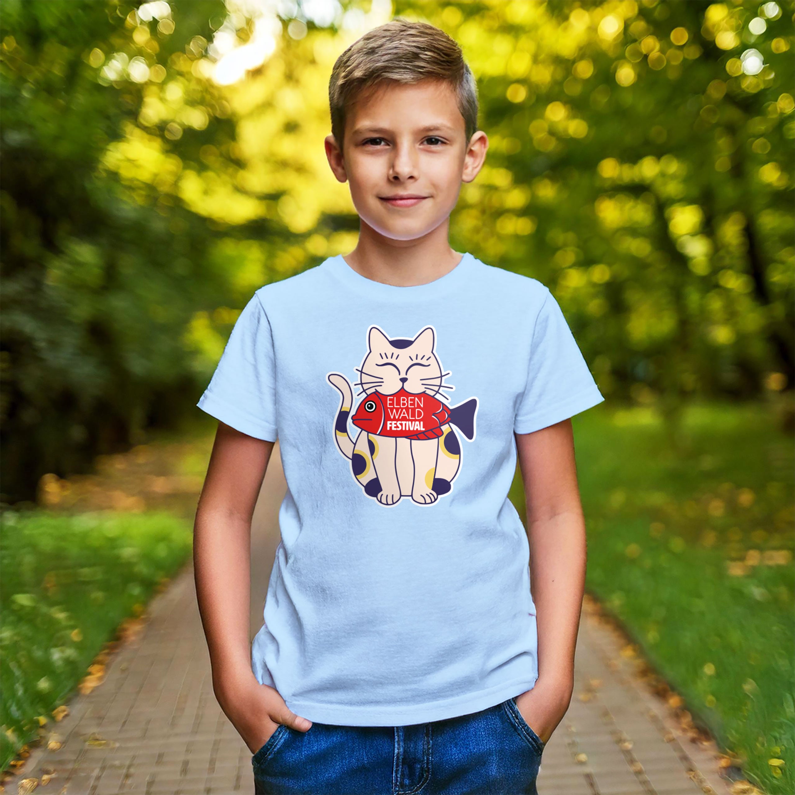 Imagen del producto Camiseta de niños azul Neko Cat del Festival Elbenwald