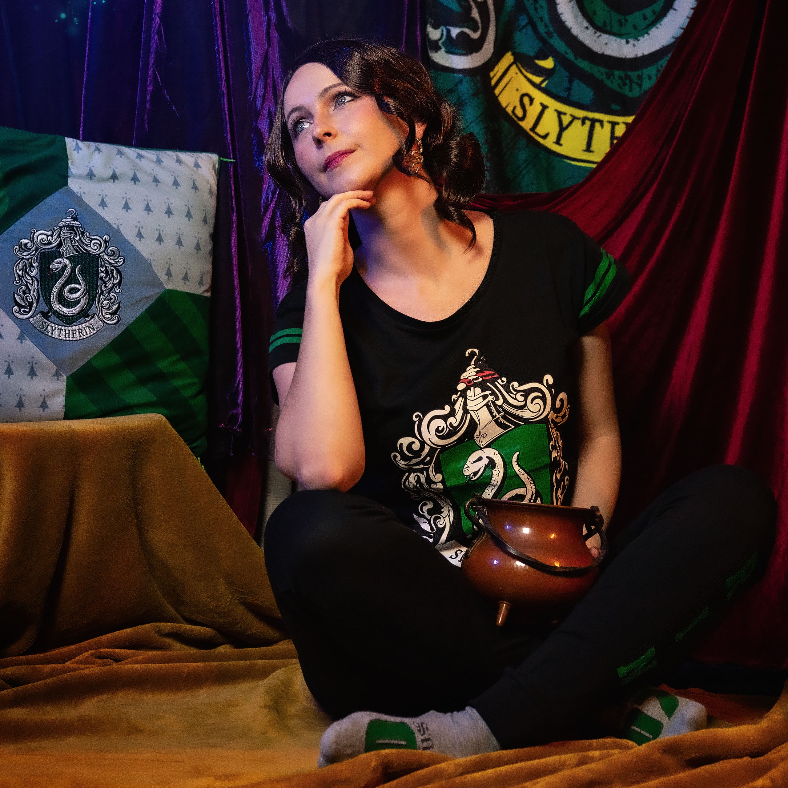 Imagen del producto Pijama con escudo de Slytherin negro - Harry Potter