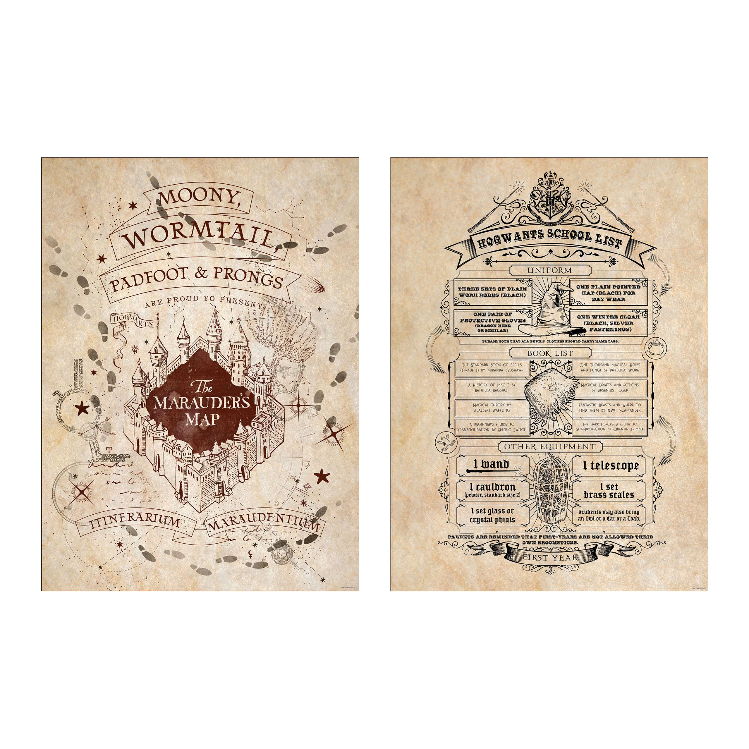 Imagen del producto Harry Potter - Mapa del Merodeador y Lista de Compras Poster 2 Set