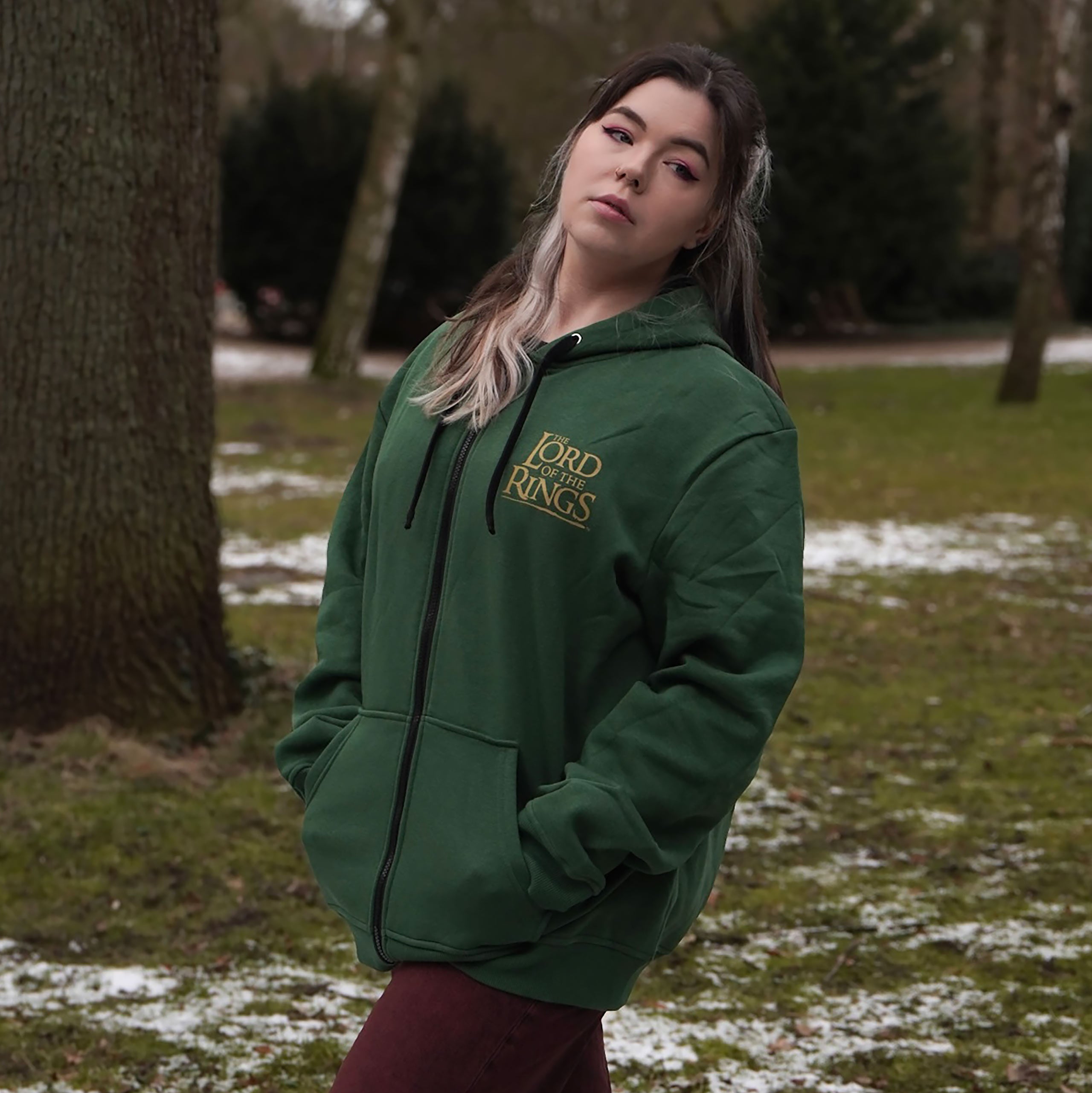 Imagen del producto El Señor de los Anillos - Sudadera con capucha con cremallera Tierra Media verde