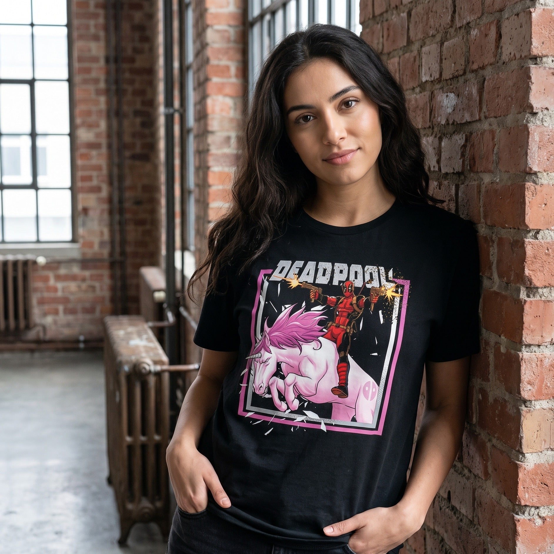 Imagen del producto Deadpool - Camiseta Pink Unicorn Ride negra