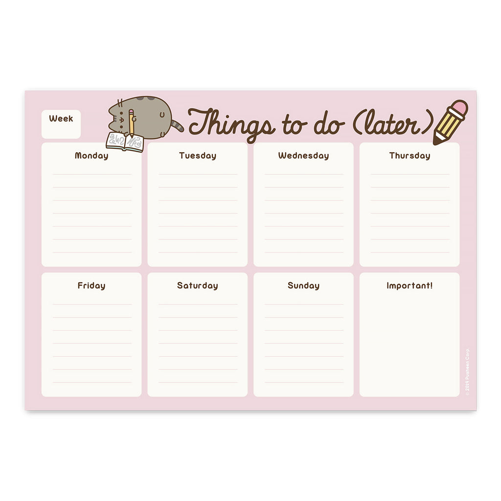 Imagen del producto Pusheen - Cosas para hacer más tarde Planificador semanal