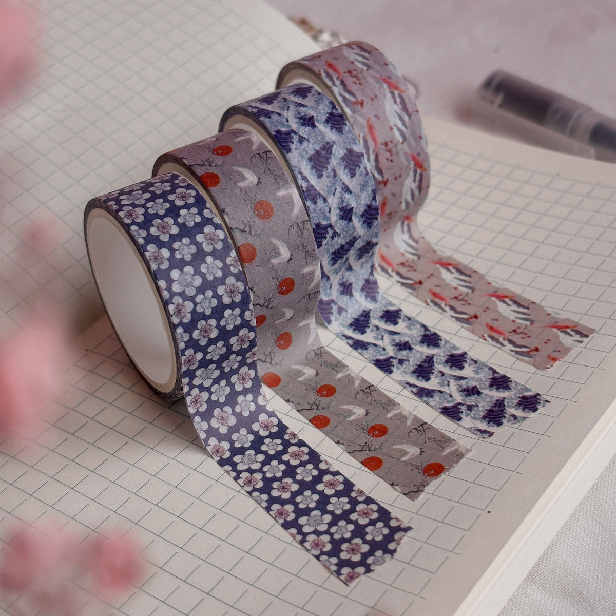 Imagen del producto La gran ola de Kanagawa - Katsushika Hokusai Washi Tapes Set de 4