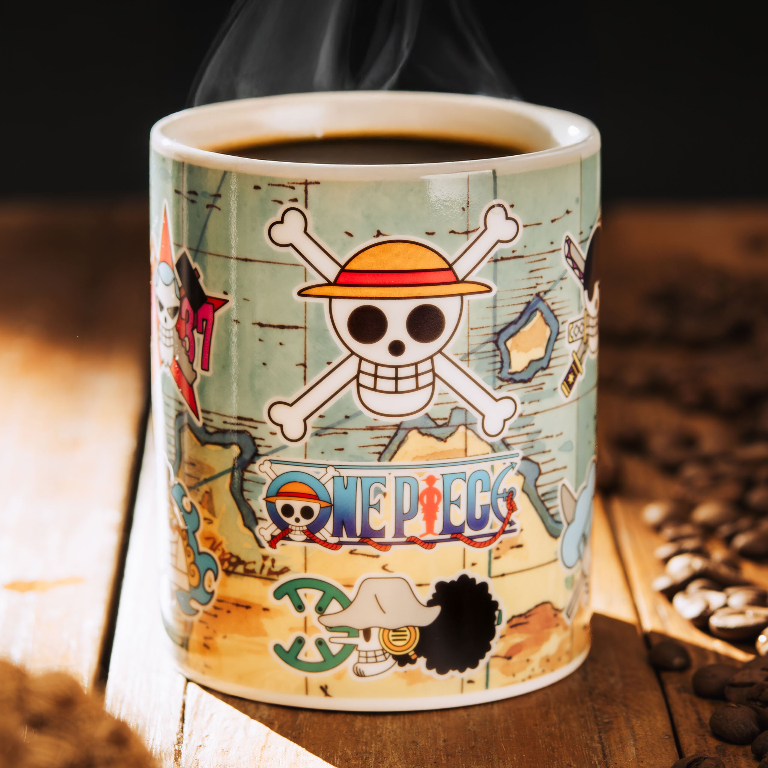 Imagen del producto One Piece - Taza de Efecto Térmico Mapa South Blue