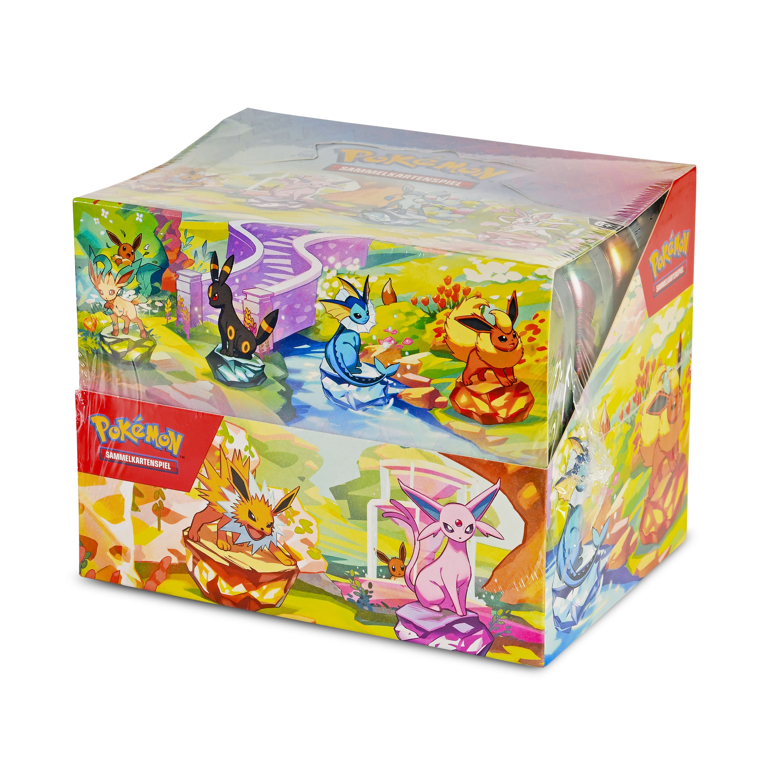 Product image Pokemon - Scarlet & Violet Prismatic Evolutions Trading Cards Tin Box 8-Display