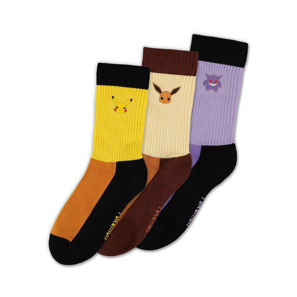 Imagen del producto Pokemon - Pack de 3 calcetines Pikachu, Eevee y Gengar