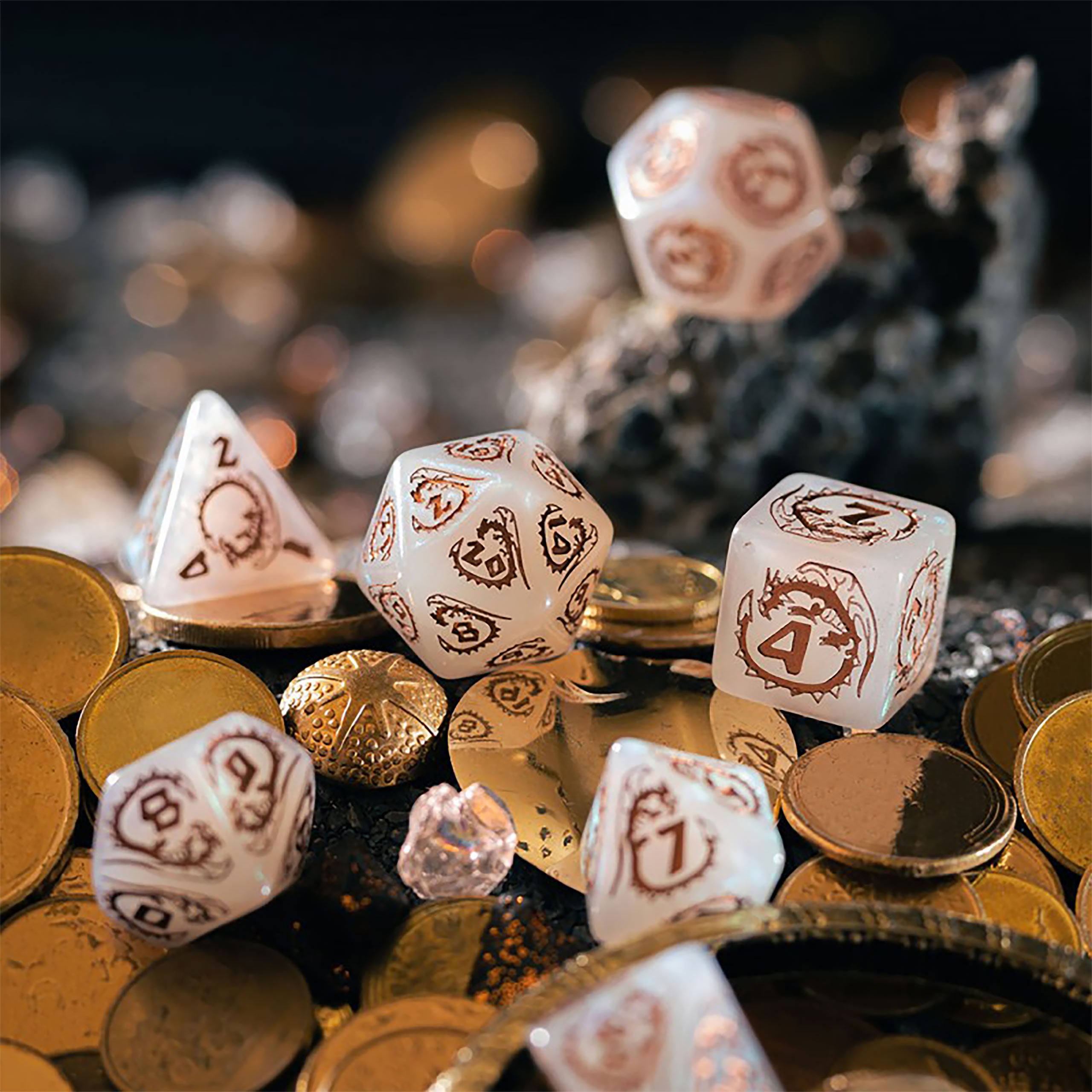 Imagen del producto Dragons - Set de Dados de Cuarzo RPG 7 piezas