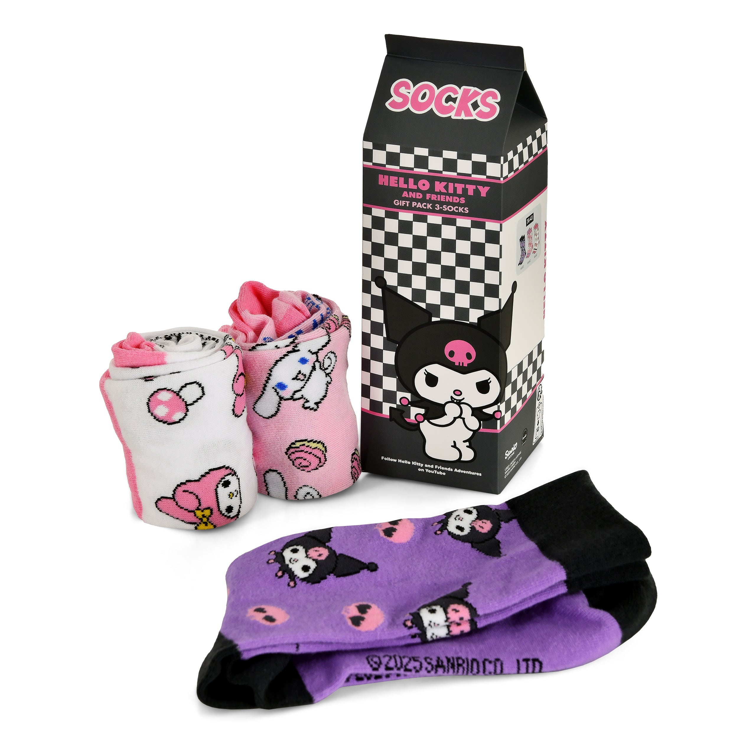 Imagen del producto Sanrio - Hello Kitty and Friends pack de 3 pares de calcetines en caja de regalo
