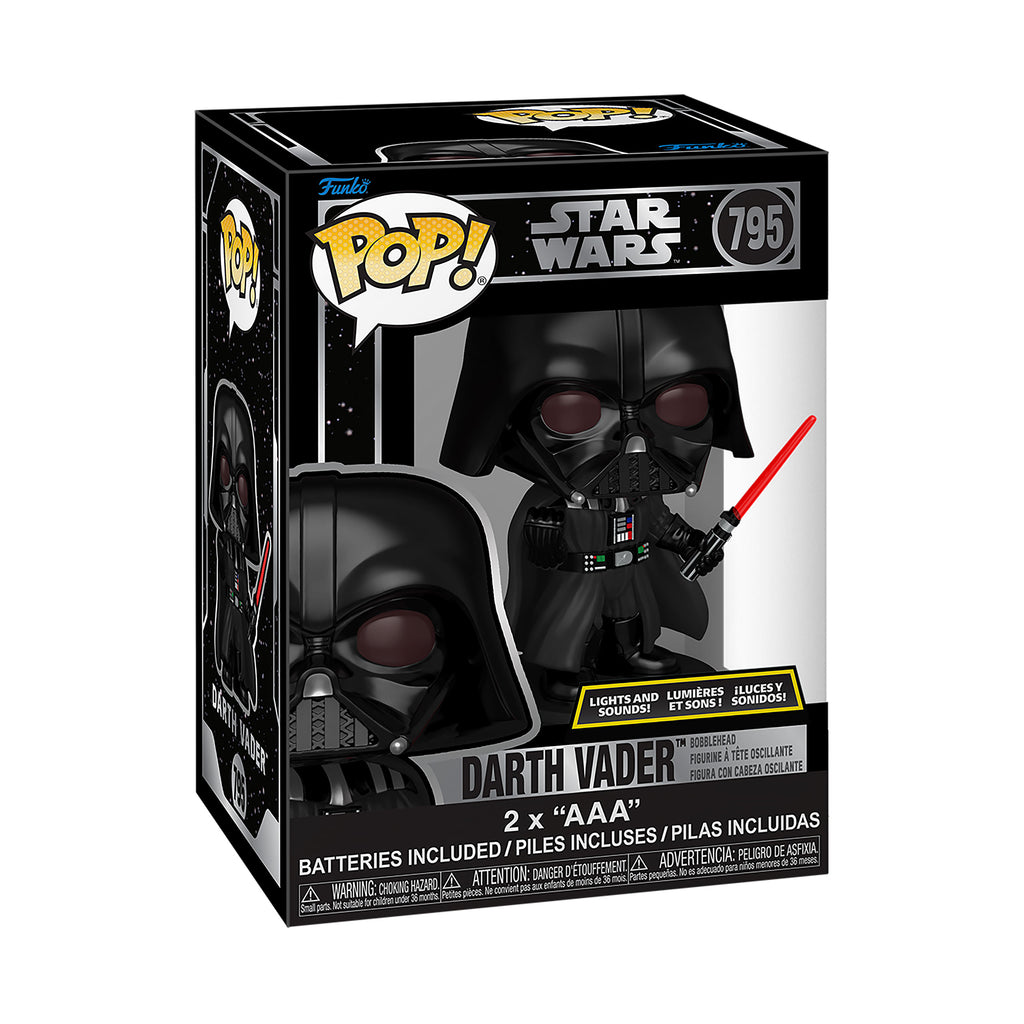Imagen del producto Figura Funko Pop de Darth Vader con cabeza oscilante, luz y sonido - Star Wars