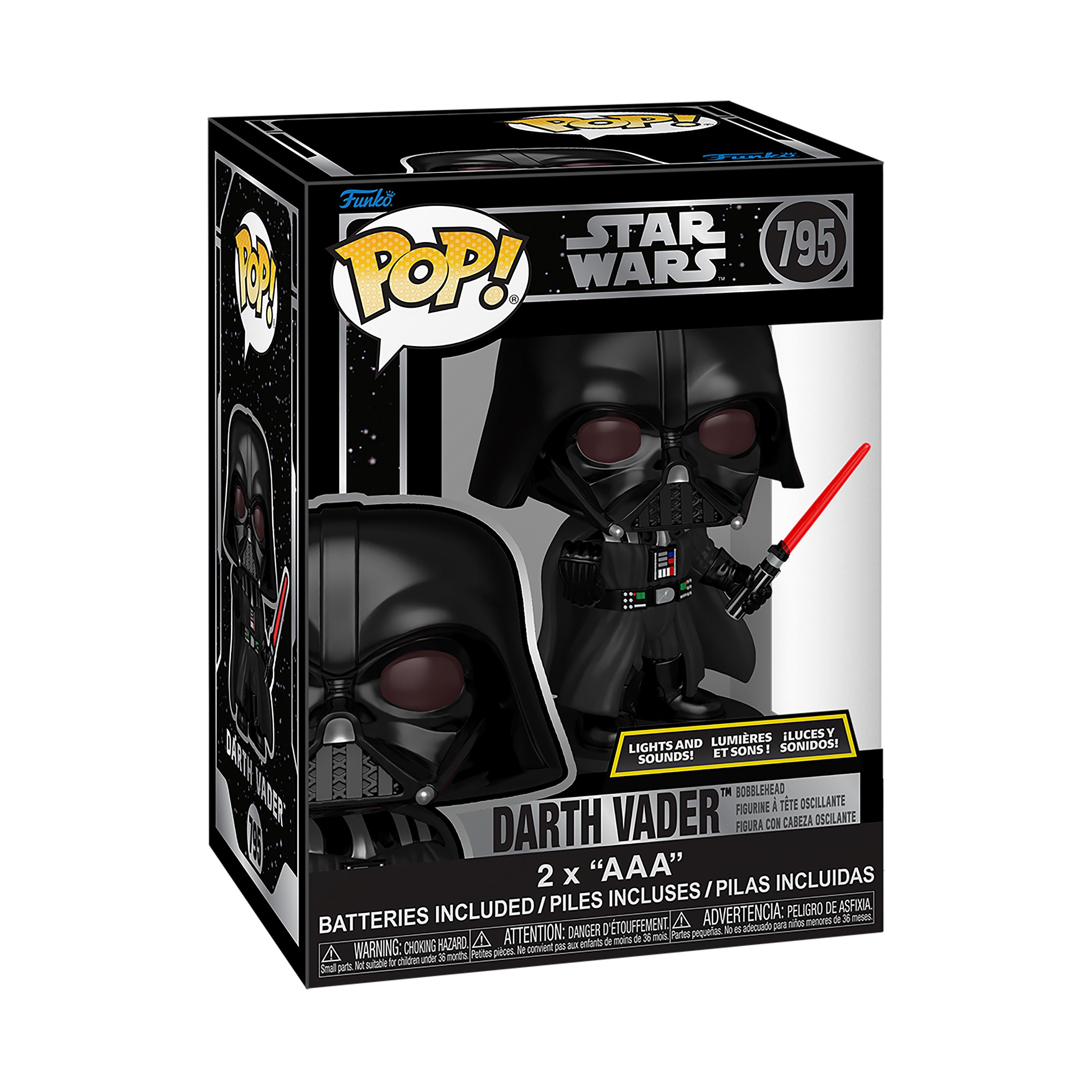 Imagen del producto Figura Funko Pop de Darth Vader con cabeza oscilante, luz y sonido - Star Wars