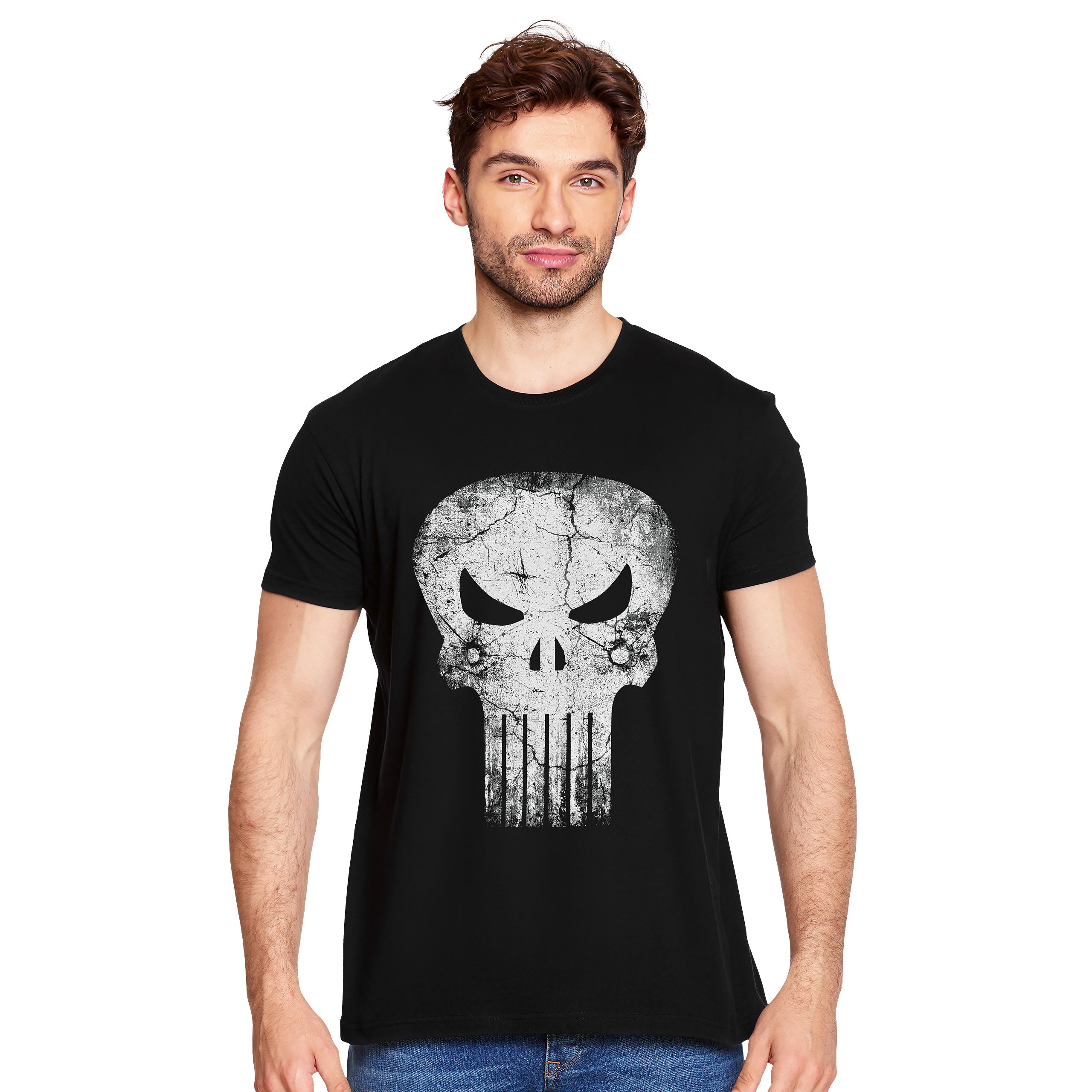Imagen del producto Punisher - Camiseta negra con logo Skull Distress