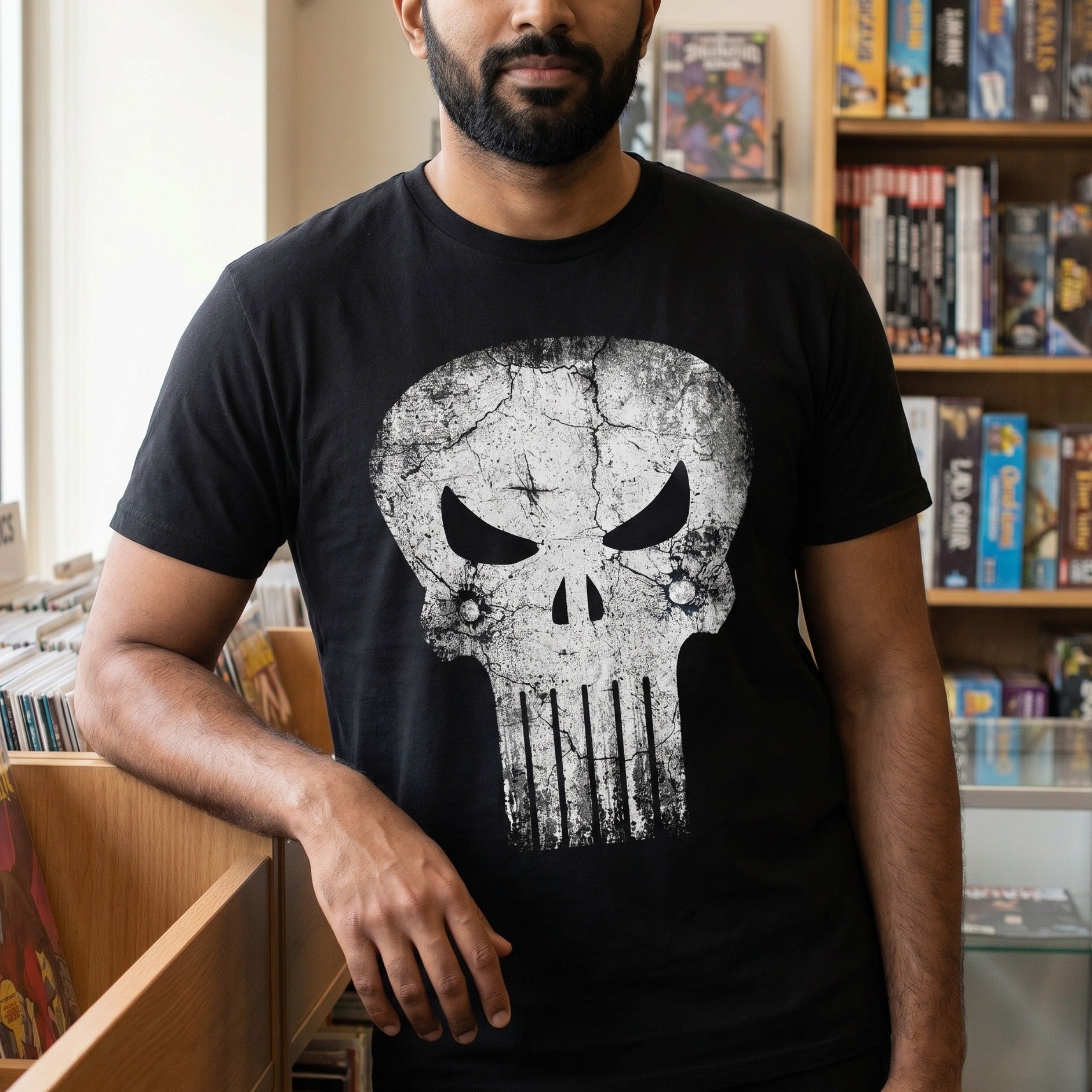 Imagen del producto Punisher - Camiseta negra con logo Skull Distress