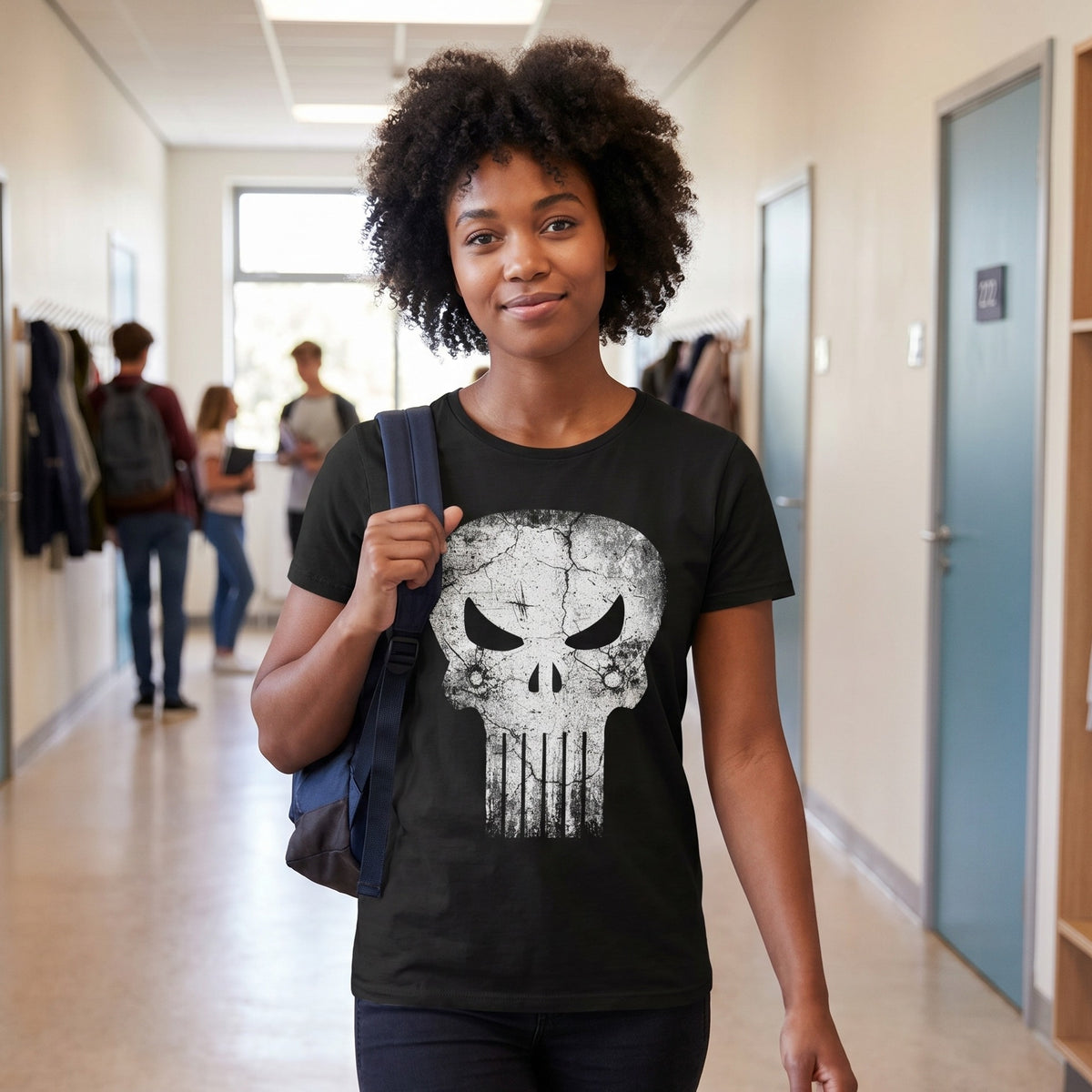 Imagen del producto Punisher - Camiseta negra con logo Skull Distress