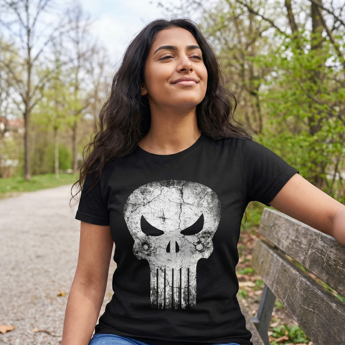 Imagen del producto Punisher - Camiseta negra con logo Skull Distress